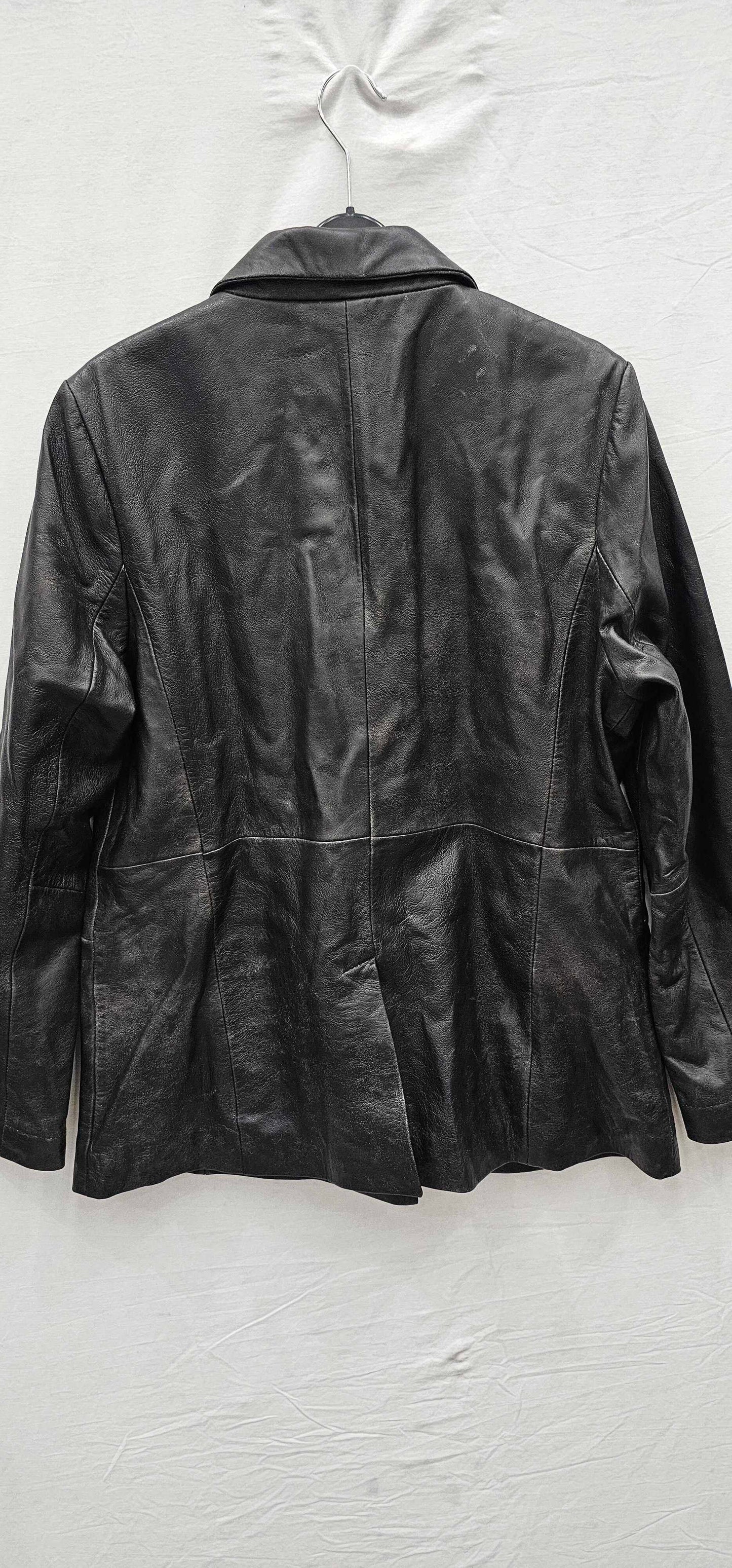 Muubaa - Black Classic Flap Leather Blazer - Black Size: Uk14