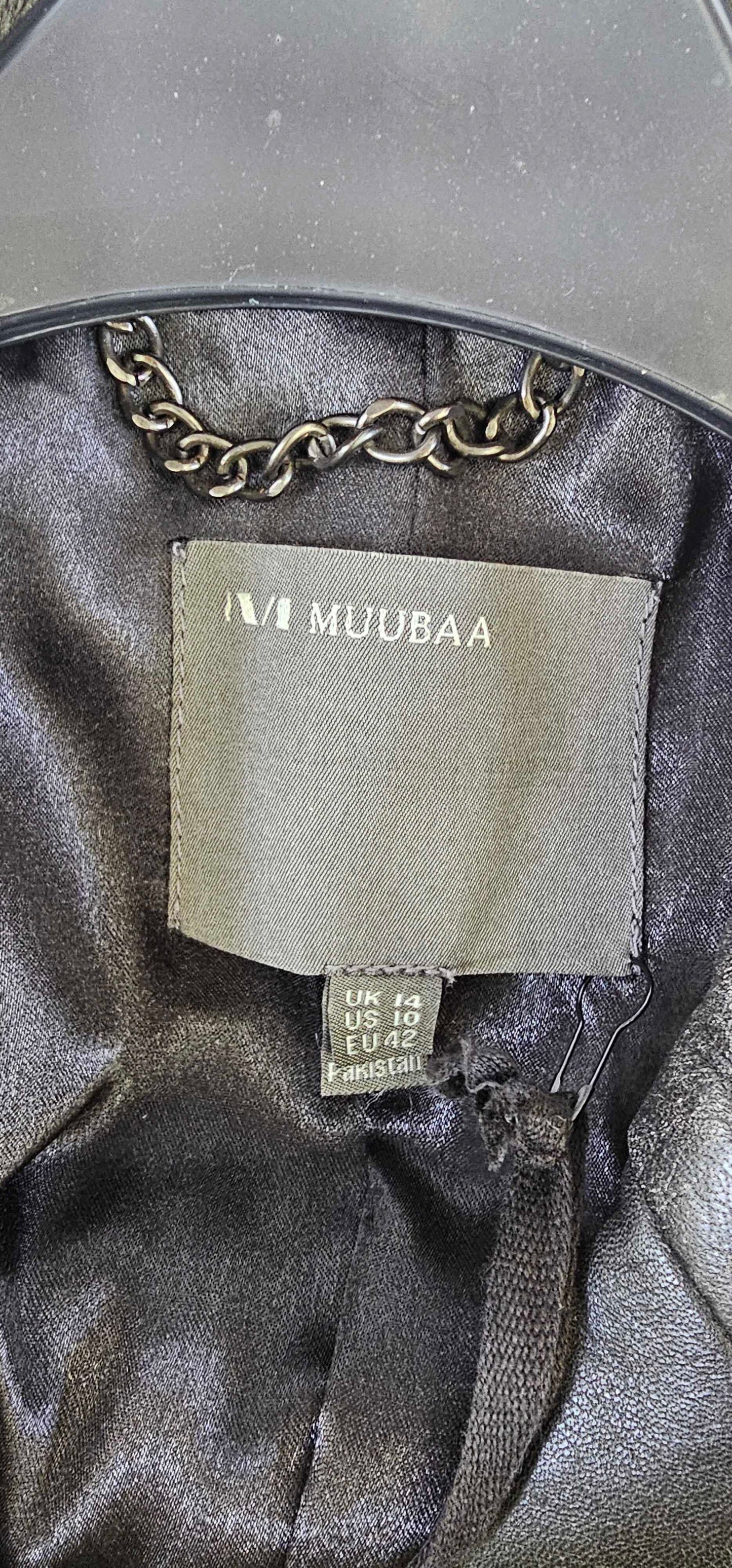 Muubaa - Black Classic Flap Leather Blazer - Black Size: Uk14