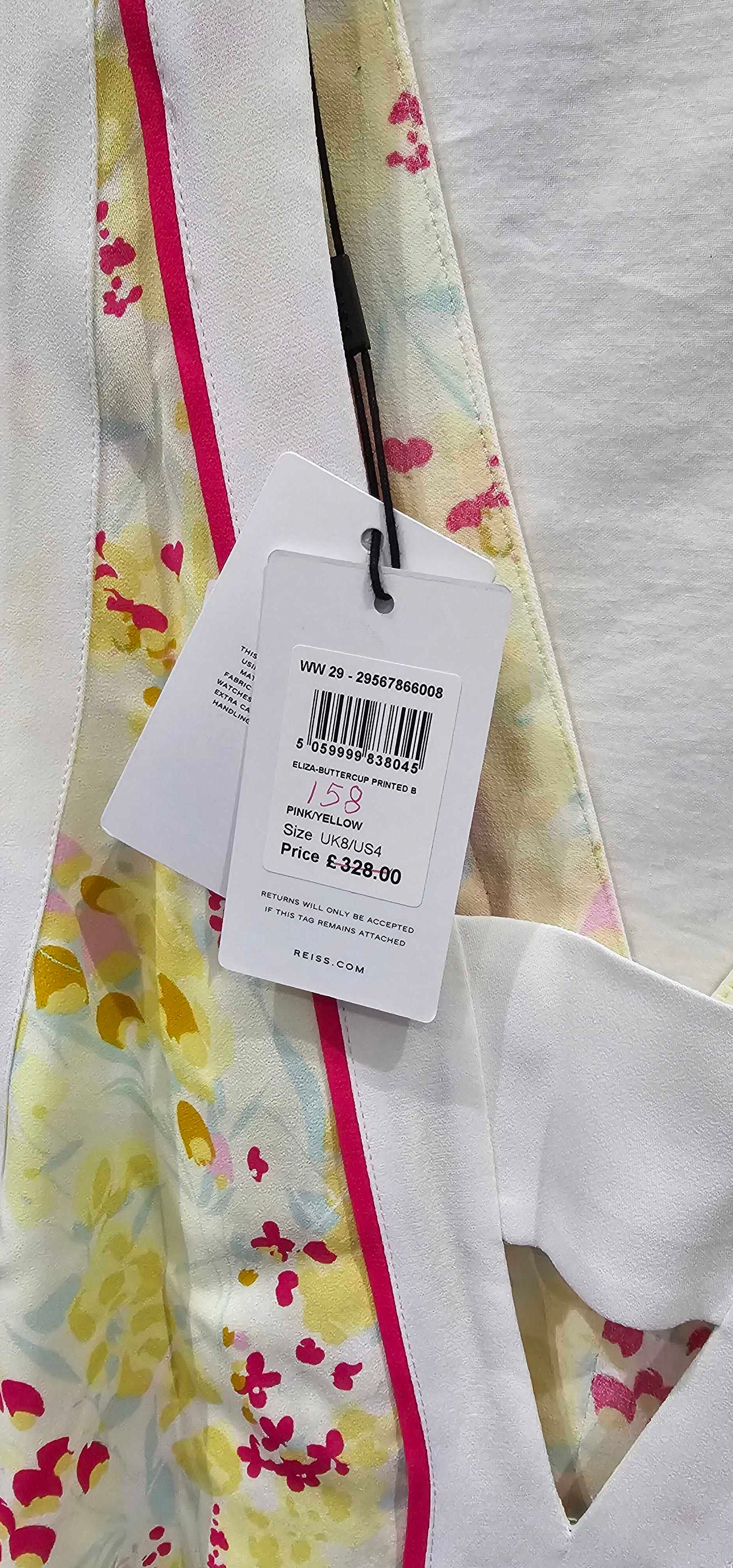 Reiss - Pink Eliza Floral Print Midi Dress - Pink Size: Uk8
