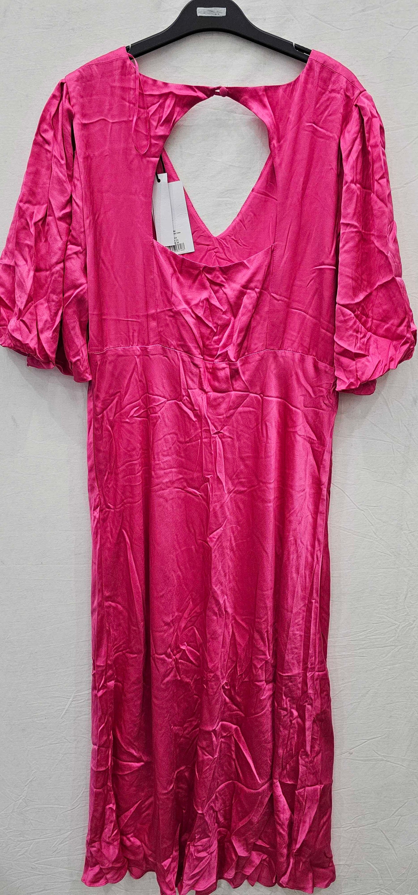 Ro & Zo - Evora Pink Bias Midi Dress - Pink Size: Uk20