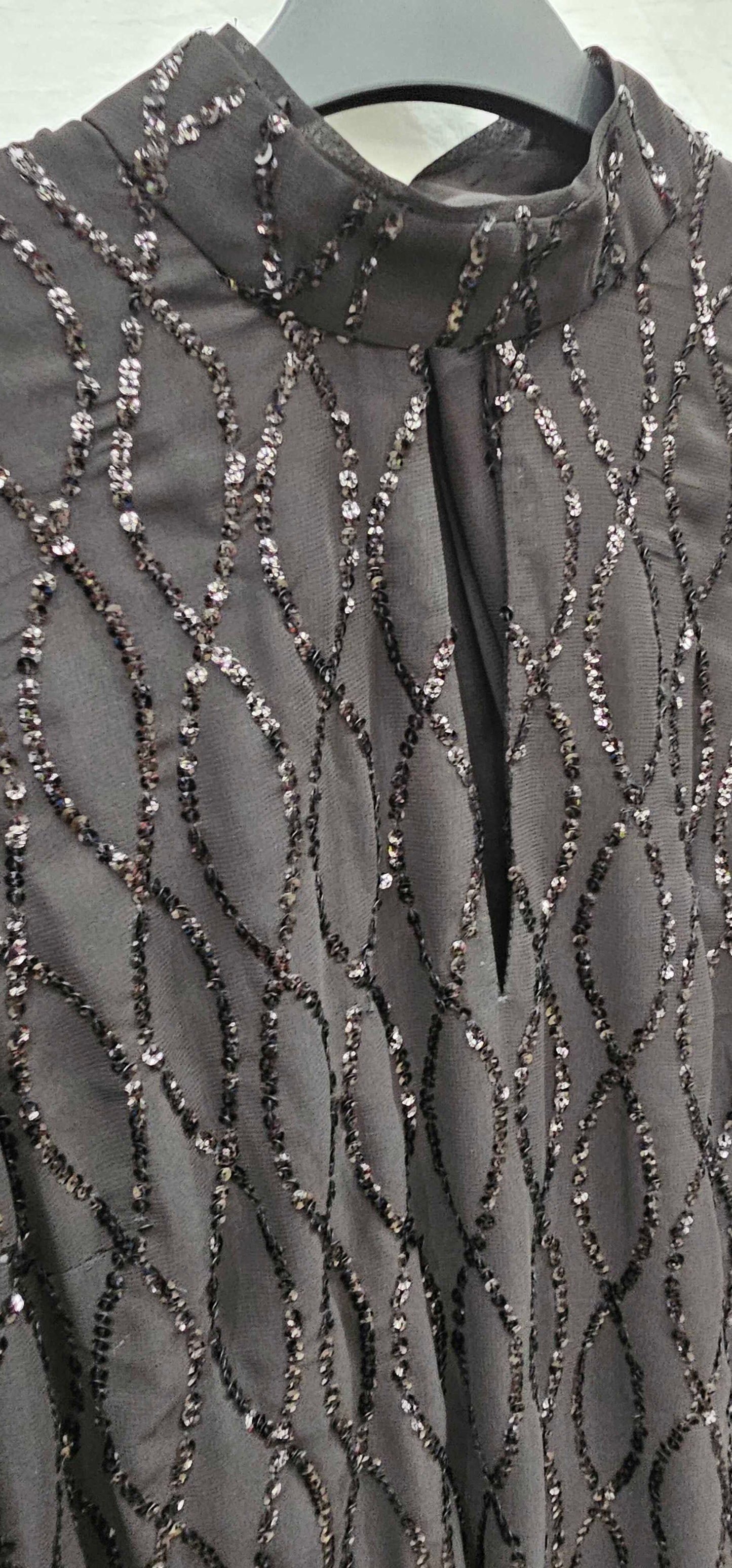 Mint Velvet-28423 Black-12-black-black Sequin Mini Dress-black Size: Uk12