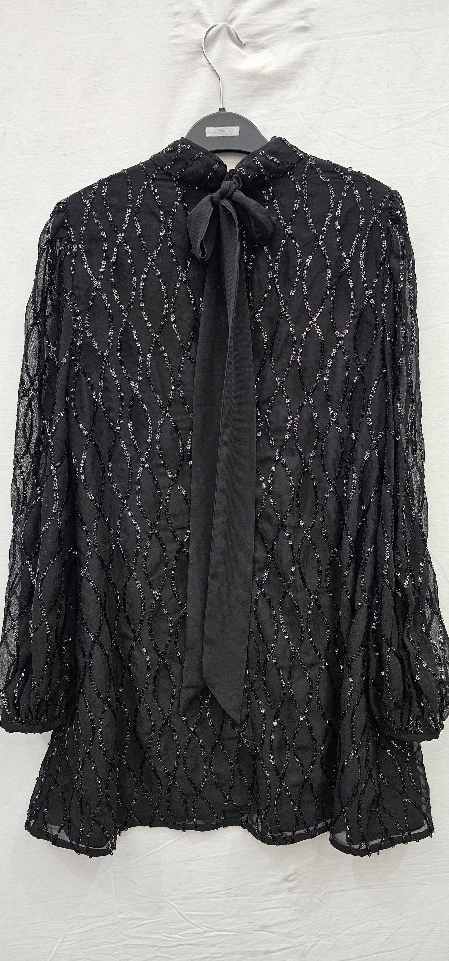 Mint Velvet-28423 Black-12-black-black Sequin Mini Dress-black Size: Uk12