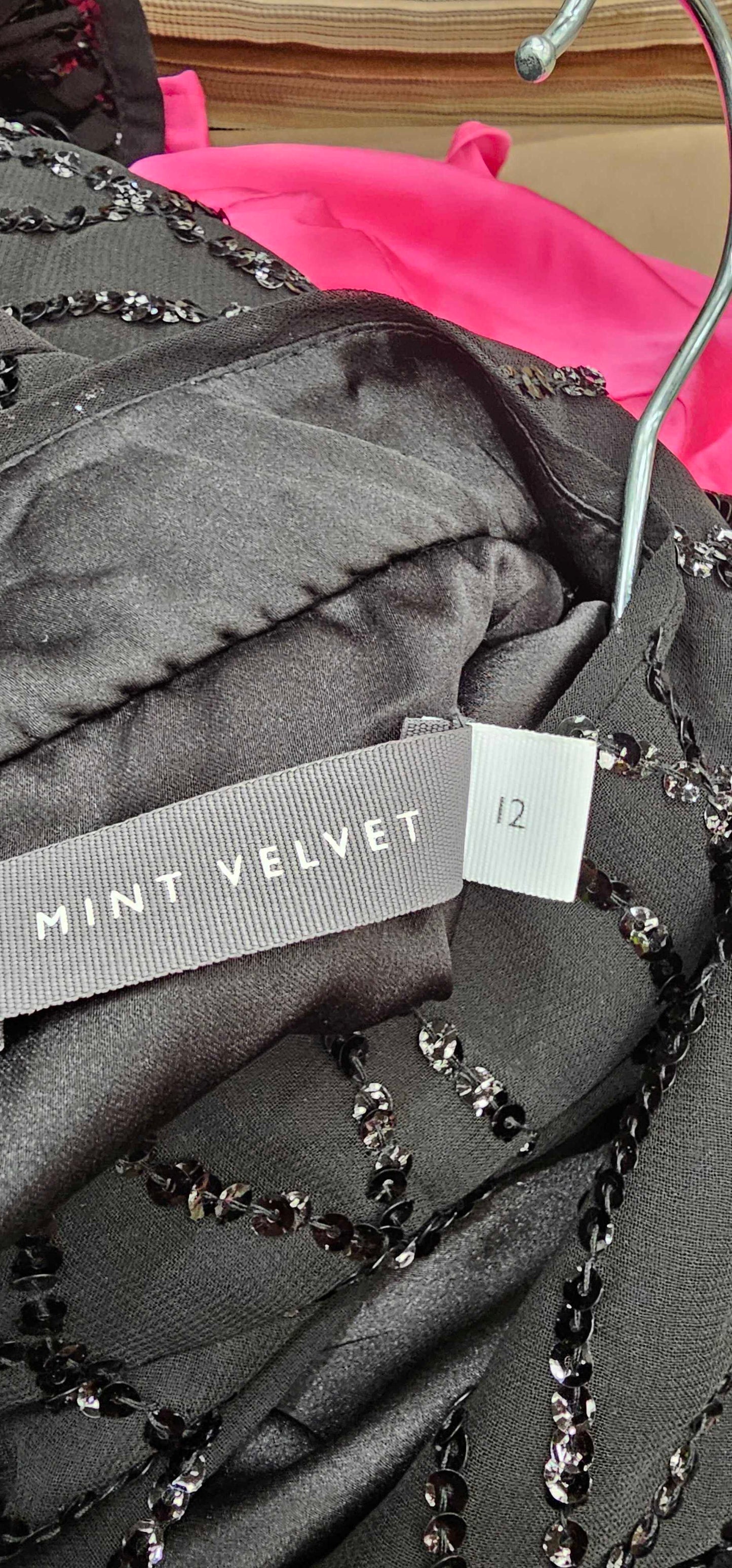 Mint Velvet-28423 Black-12-black-black Sequin Mini Dress-black Size: Uk12
