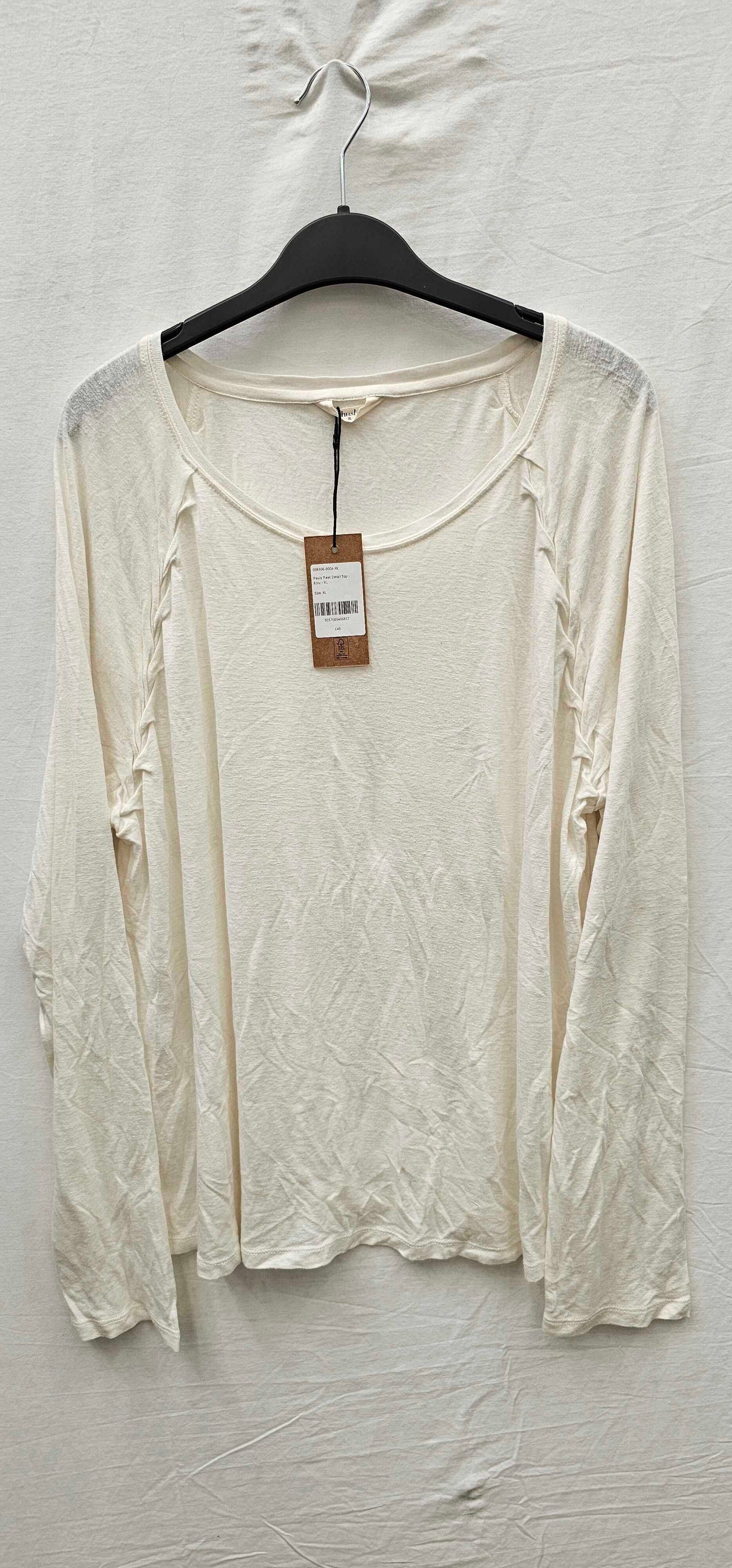 Hush - Ecru Paula Pleat Detail Top - Cream Size: Xl