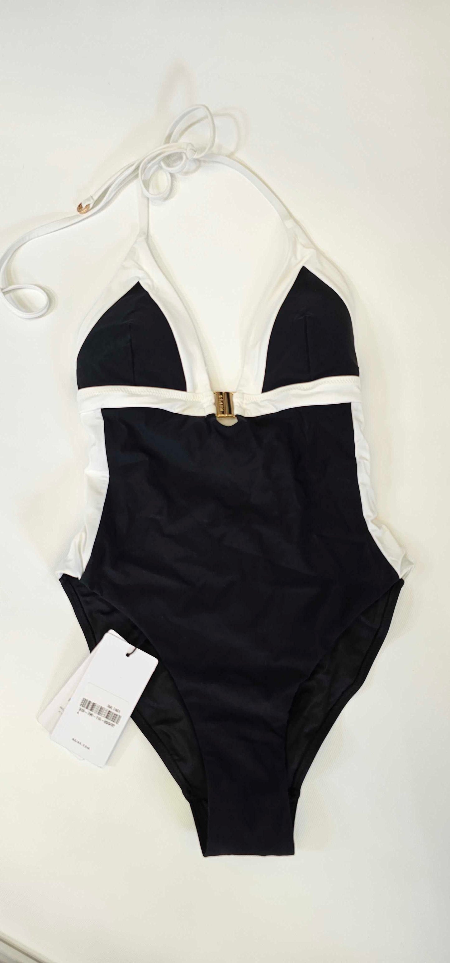 Reiss - Black/white Henrietta Colour Block Swimsuit - Black Size: Uk4
