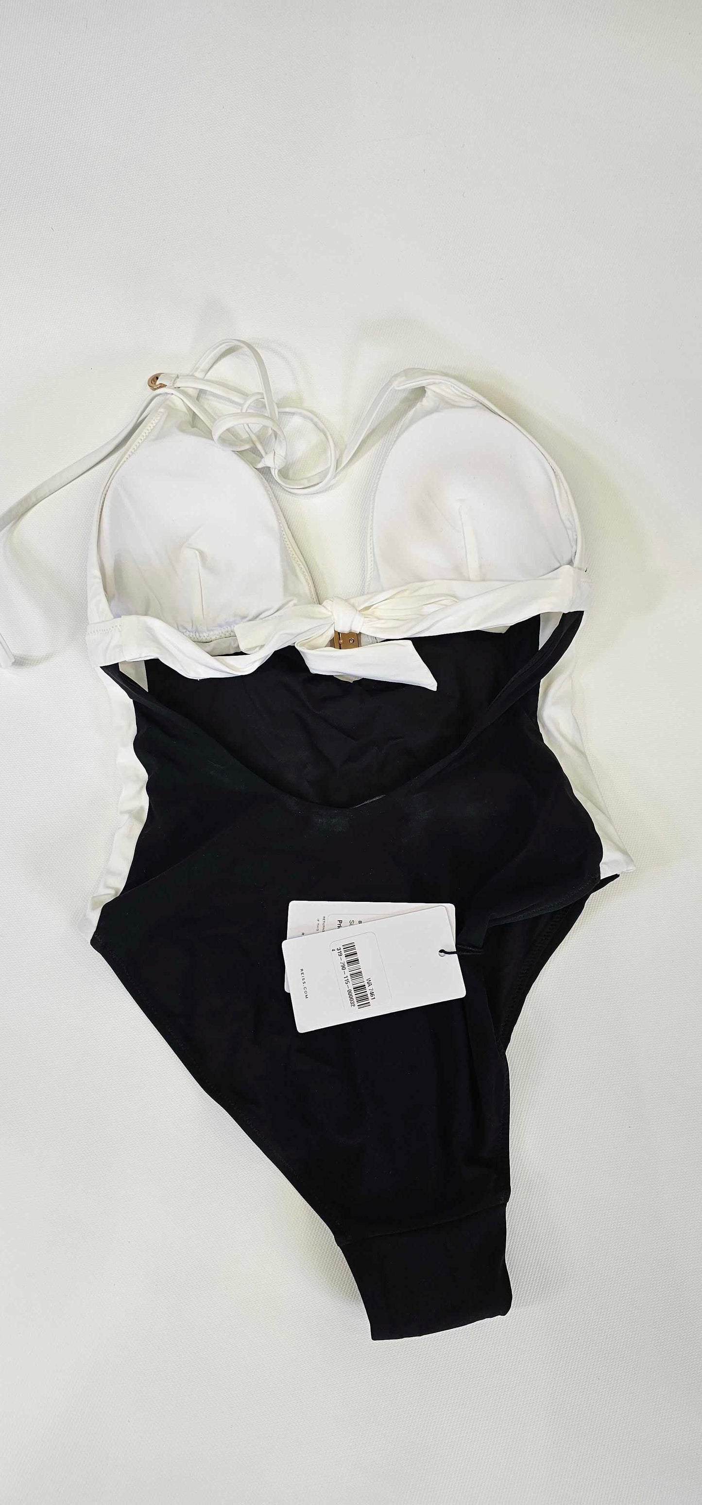 Reiss - Black/white Henrietta Colour Block Swimsuit - Black Size: Uk4