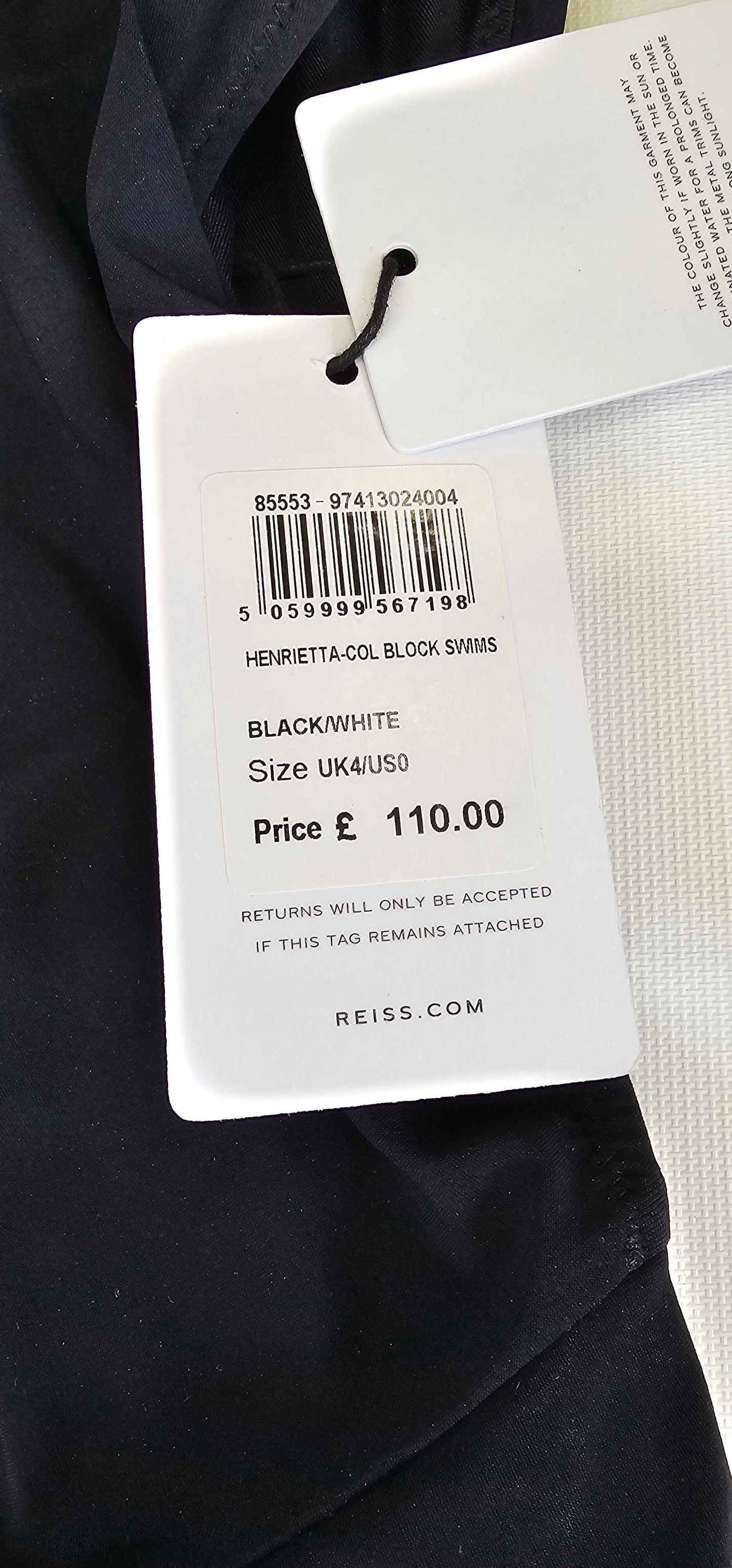 Reiss - Black/white Henrietta Colour Block Swimsuit - Black Size: Uk4