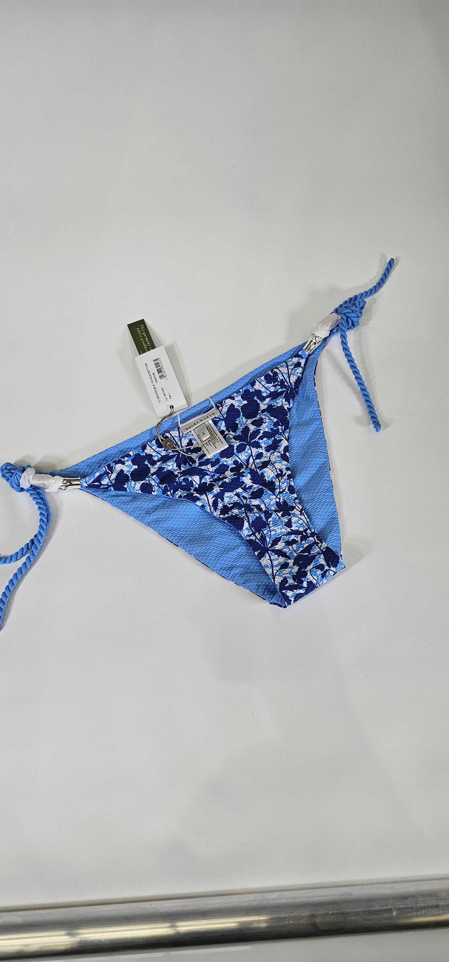 Heidi Klein - Blue Tuscany Reversible Tie Side Bikini Bottom - Blue Size: L