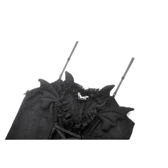 Dark in Love Mortalis Lace-Up Goth Dress in Black