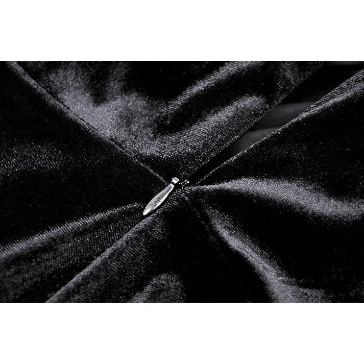 Dark in Love Vera Gothic Velvet High-Slit Maxi Dress with Hollow Neckline & Embroidered Buttons