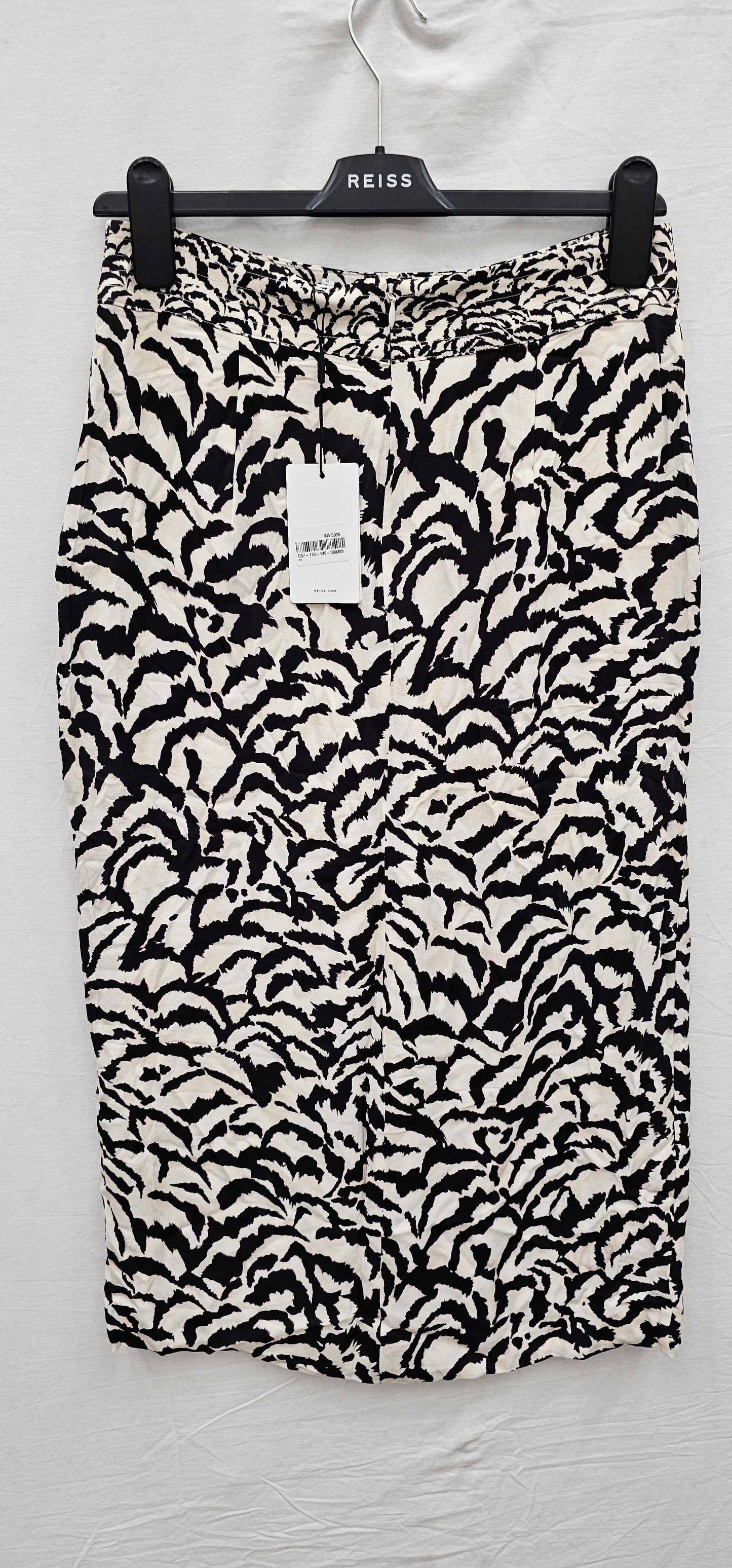 Reiss-28211124-10-black-white Tori Animal Print Skirt-black/ Beige Size: Uk10