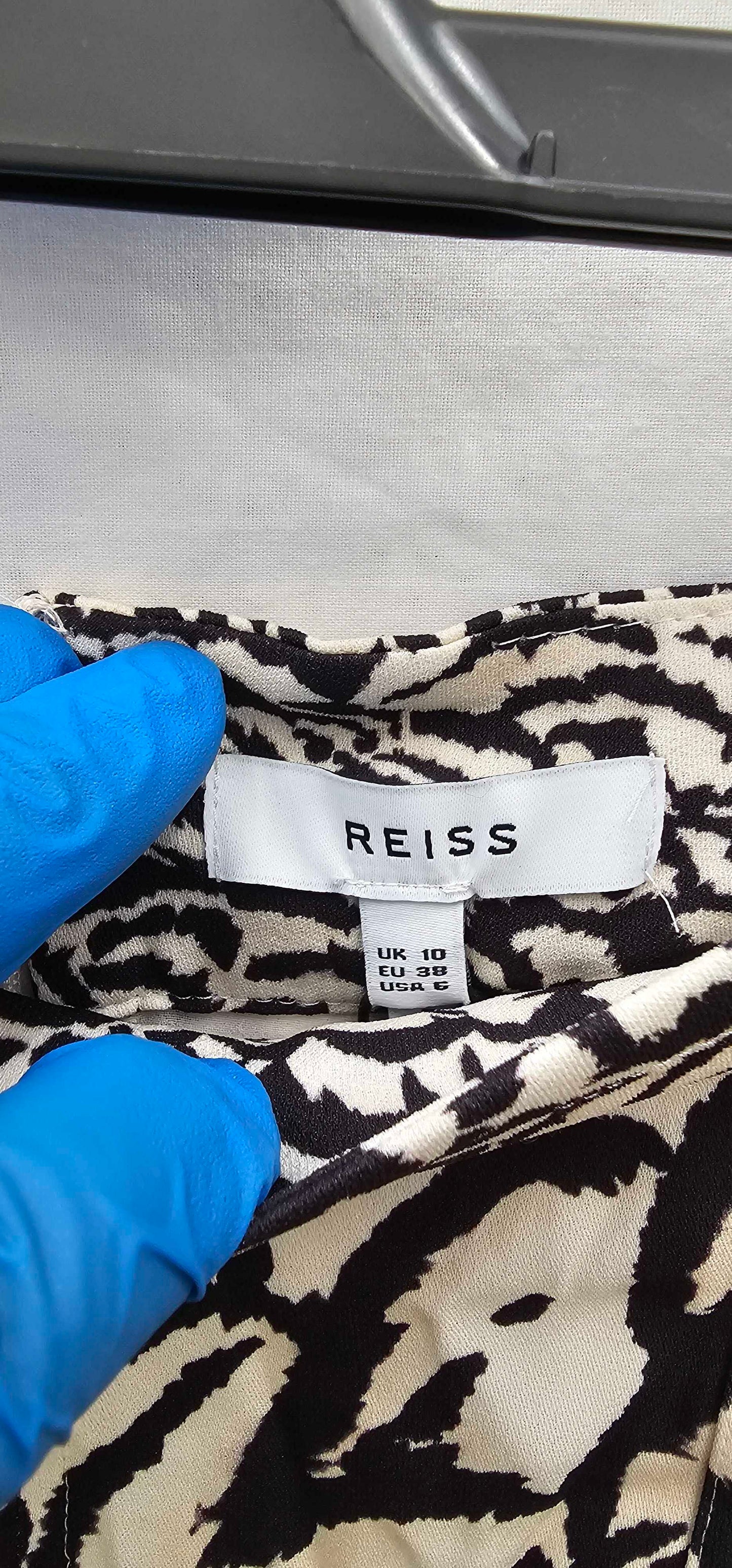 Reiss-28211124-10-black-white Tori Animal Print Skirt-black/ Beige Size: Uk10