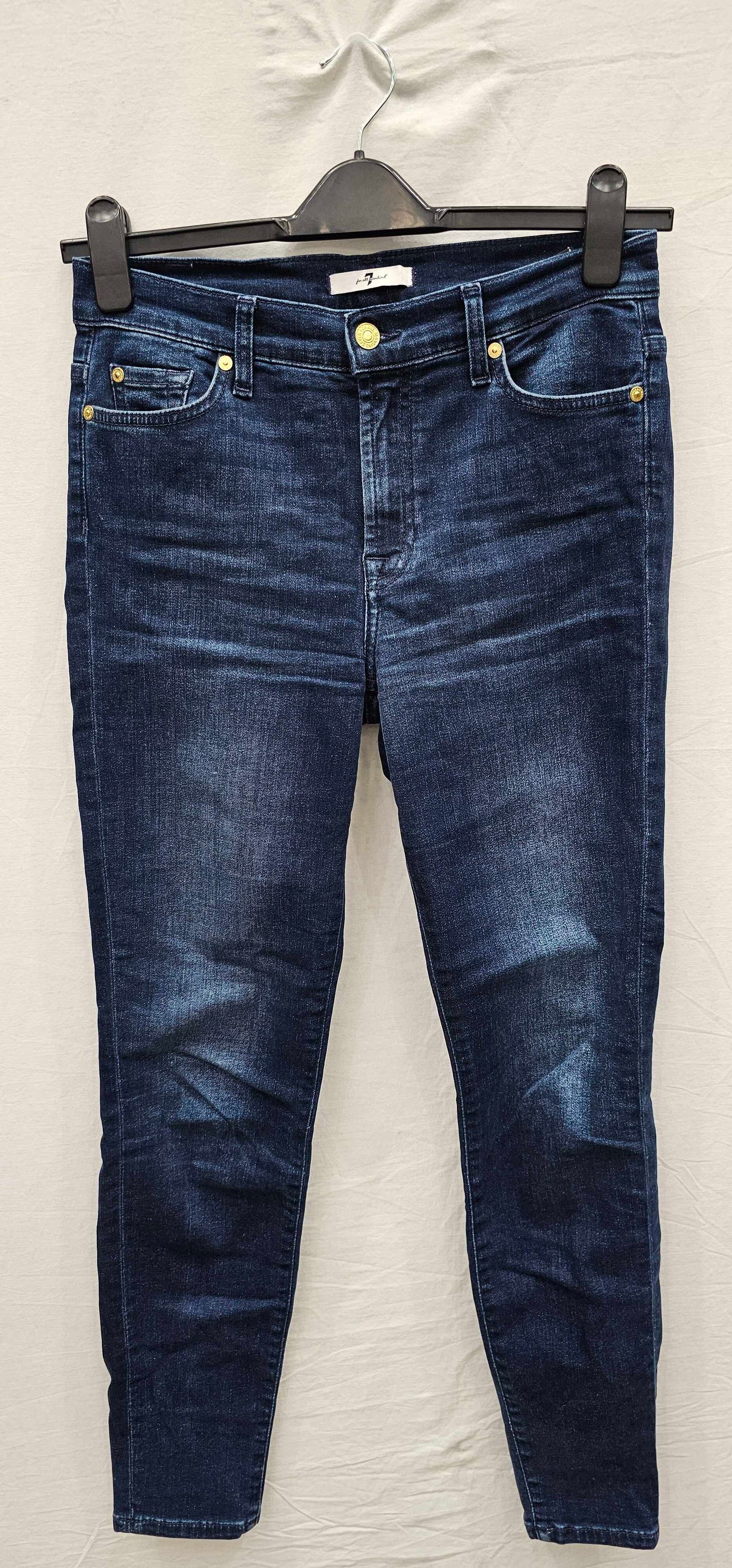7 For All Mankind - Navy High Waisted Skinny Jeans - Blue Size: 29