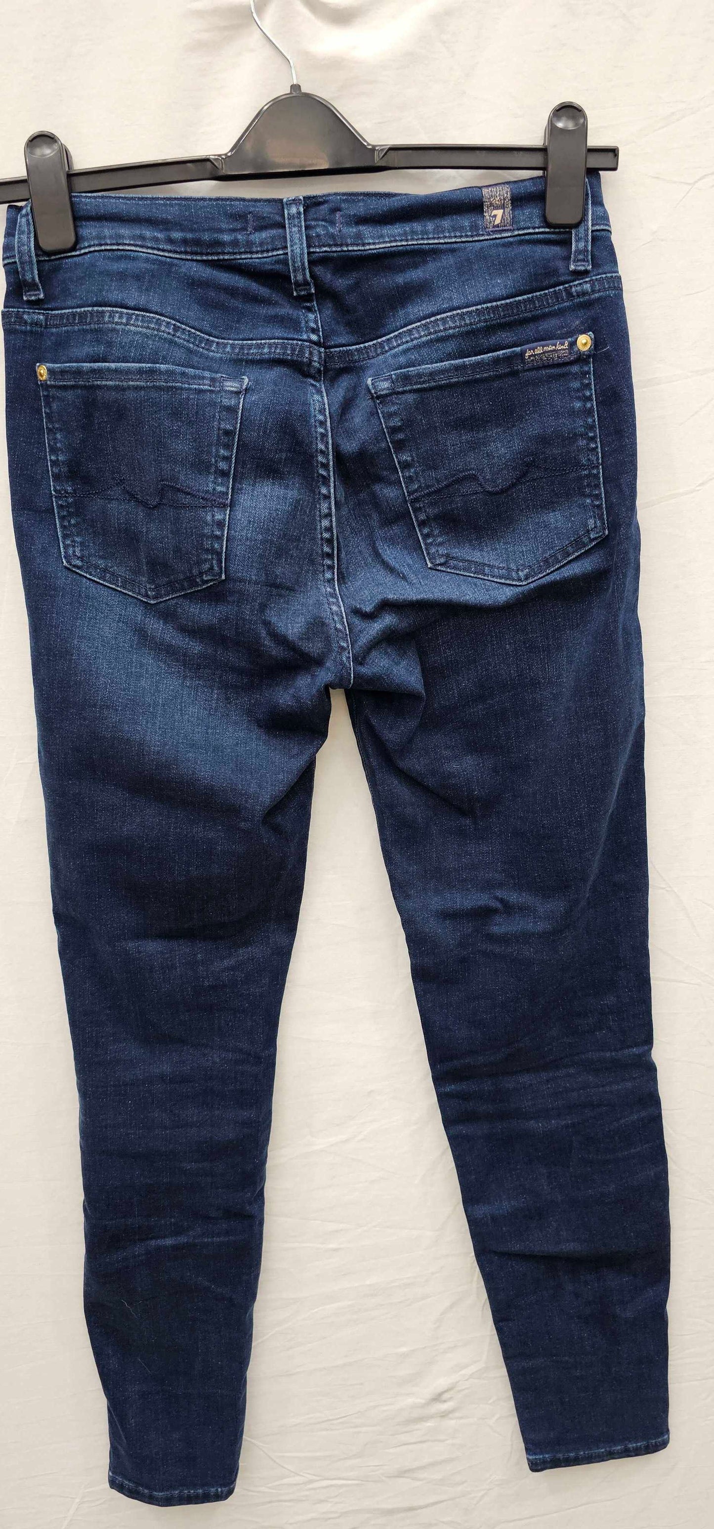 7 For All Mankind - Navy High Waisted Skinny Jeans - Blue Size: 29
