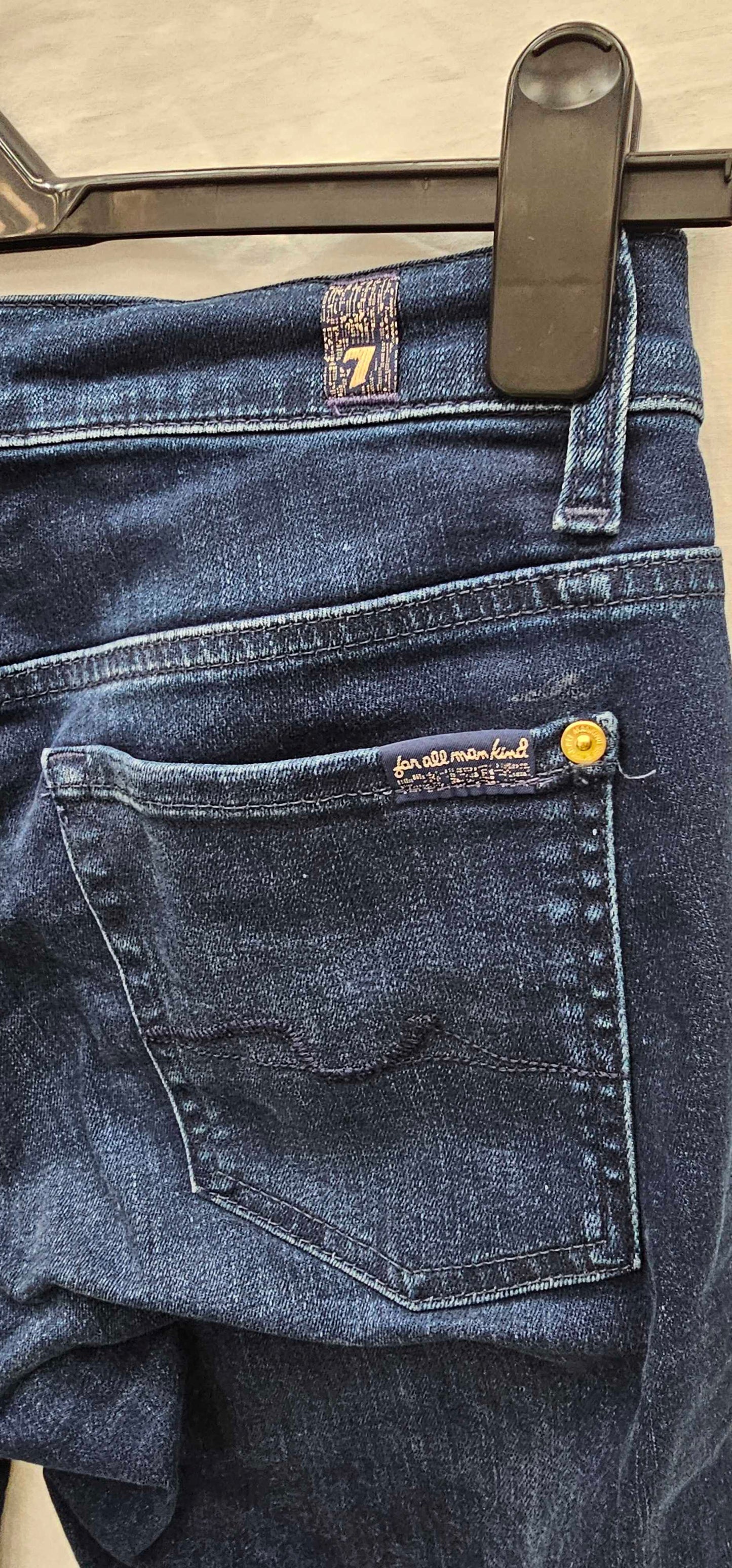 7 For All Mankind - Navy High Waisted Skinny Jeans - Blue Size: 29