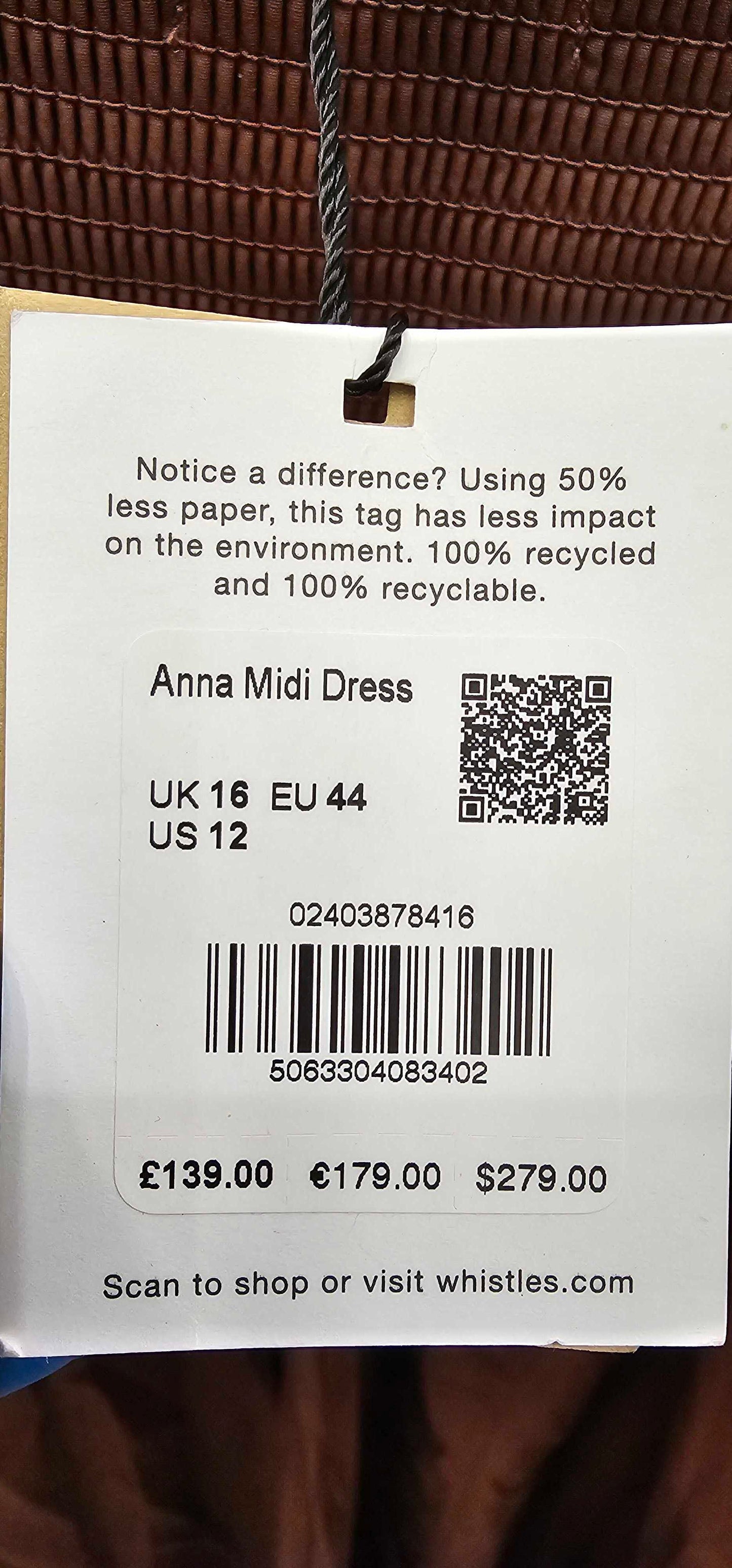 Whistles - Brown Petite Anna Cotton Midi Dress - Brown Size: Uk16