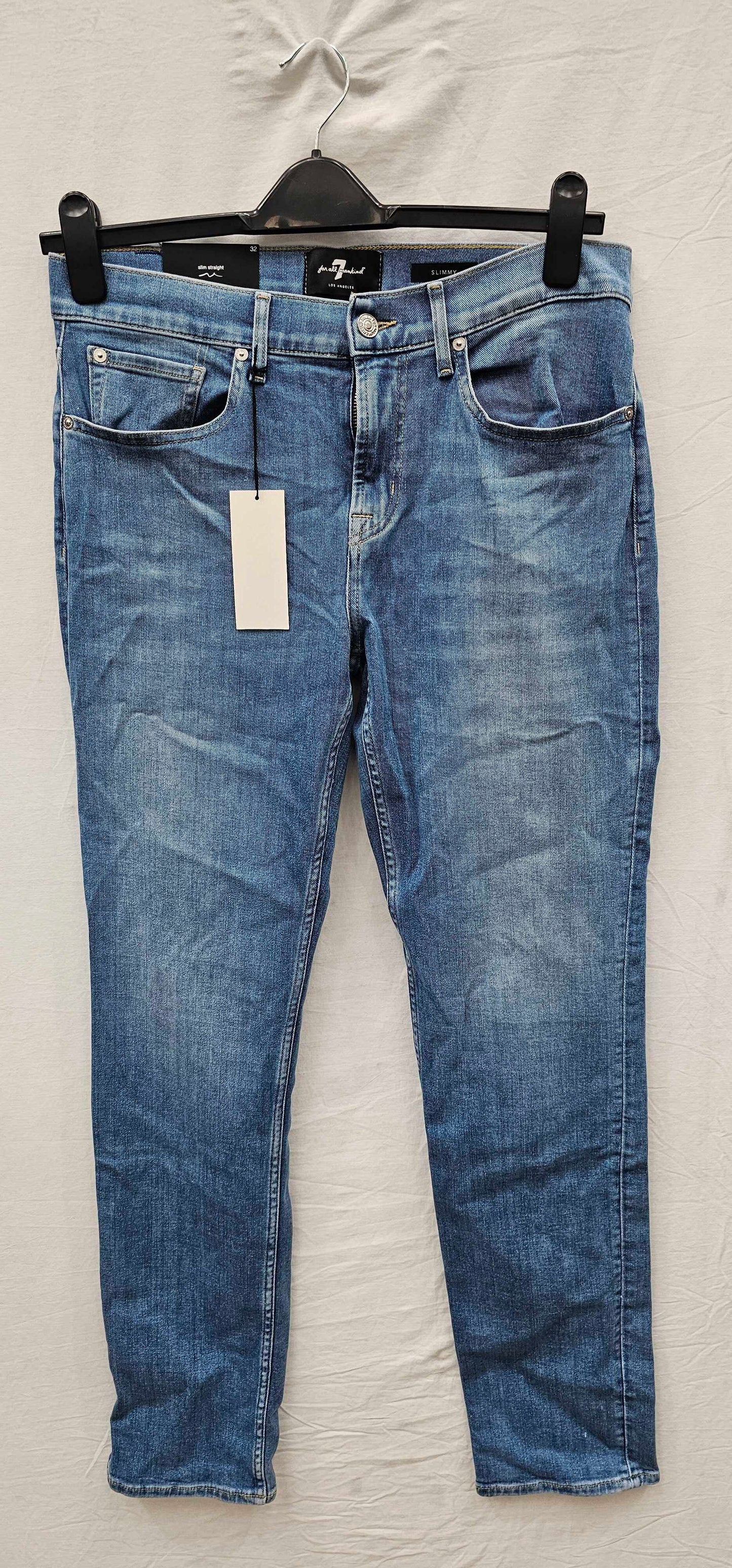 7 For All Mankind-smsr510lm-32-blue-faded Blue Slimmy Stretch Jeans-blue Size: 32