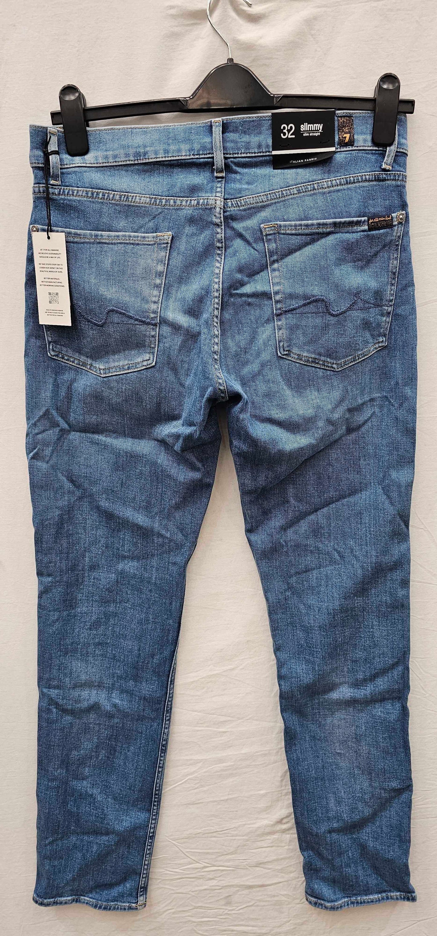 7 For All Mankind-smsr510lm-32-blue-faded Blue Slimmy Stretch Jeans-blue Size: 32