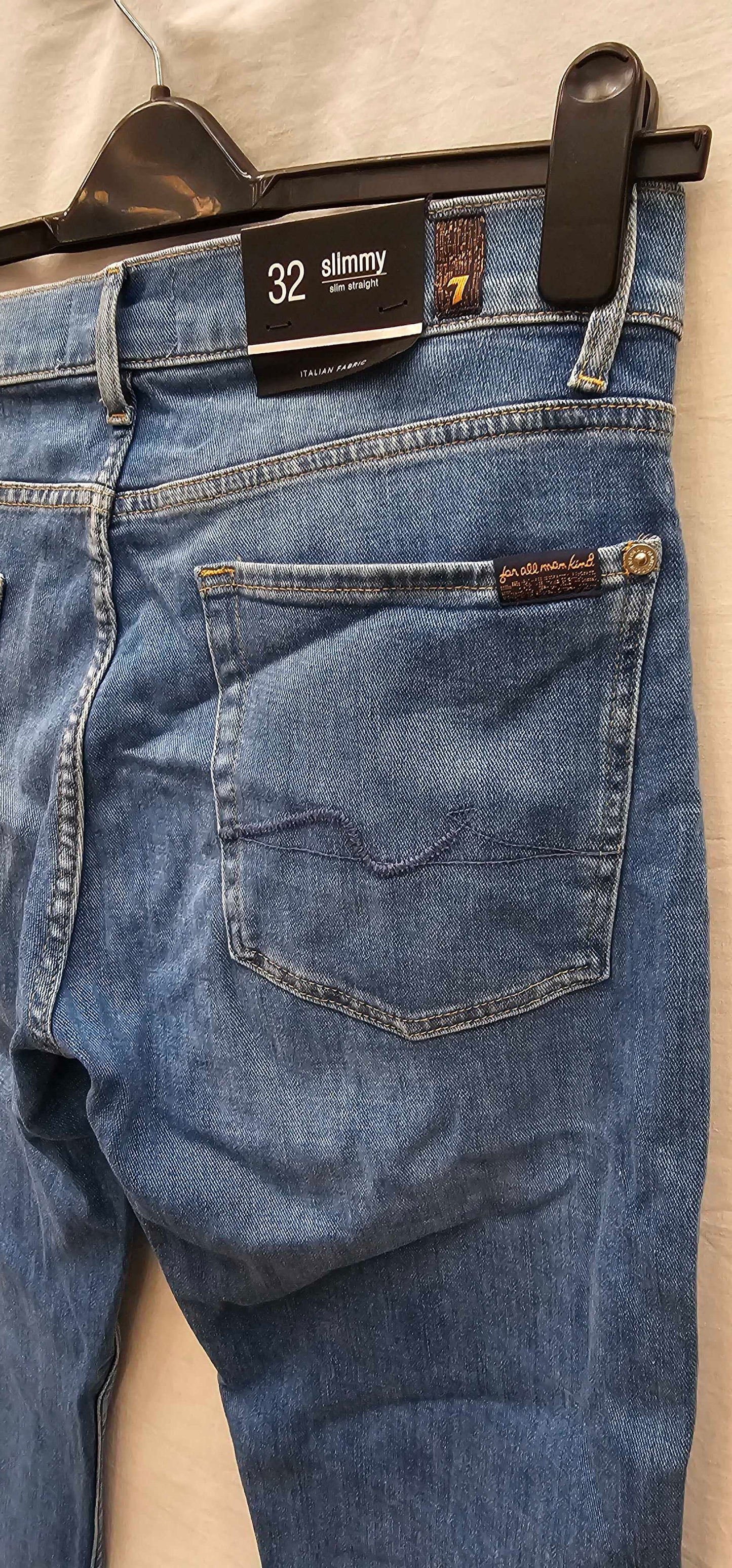 7 For All Mankind-smsr510lm-32-blue-faded Blue Slimmy Stretch Jeans-blue Size: 32