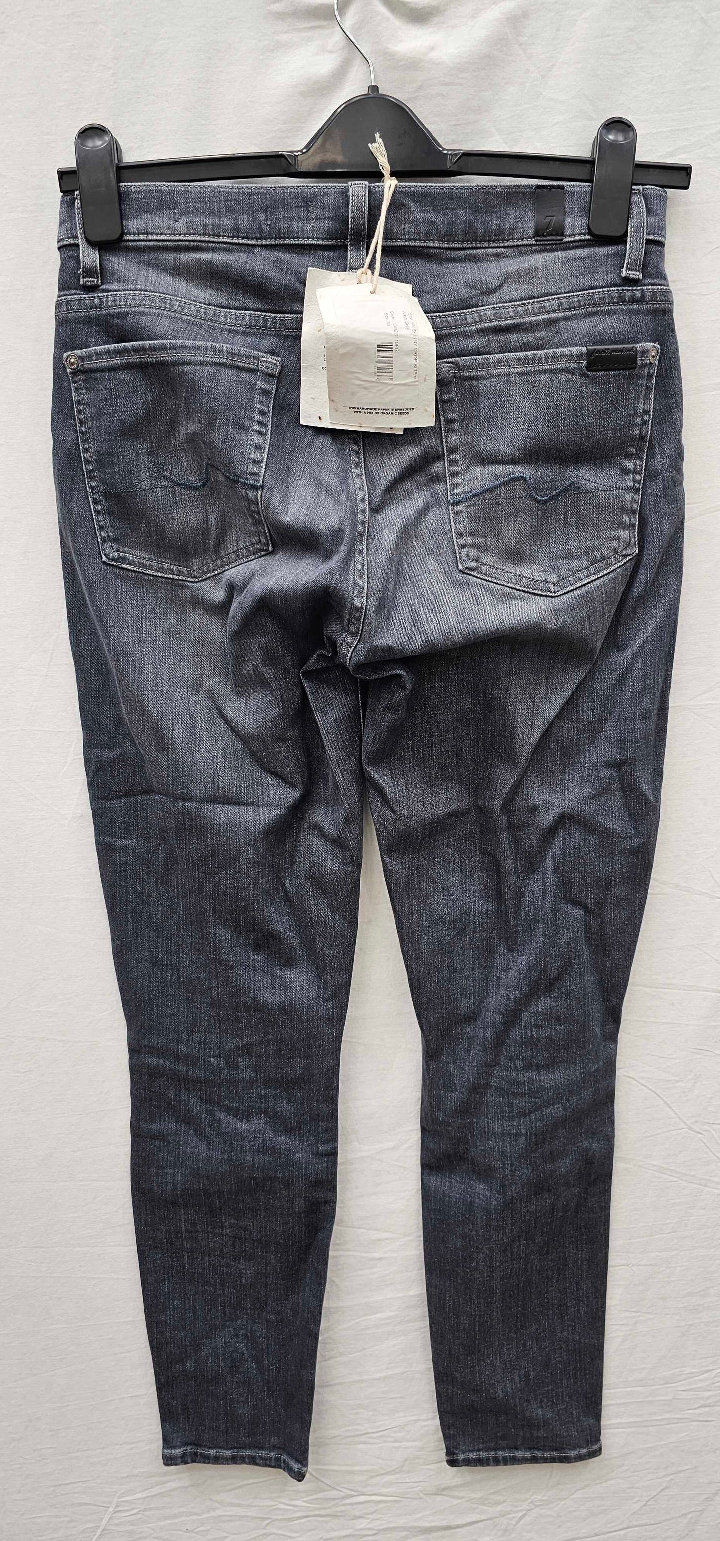 7 For All Mankind-swzc110pr-30-grey-grey Illusion Skinny Crop Stretch Jeans-grey Size: 30