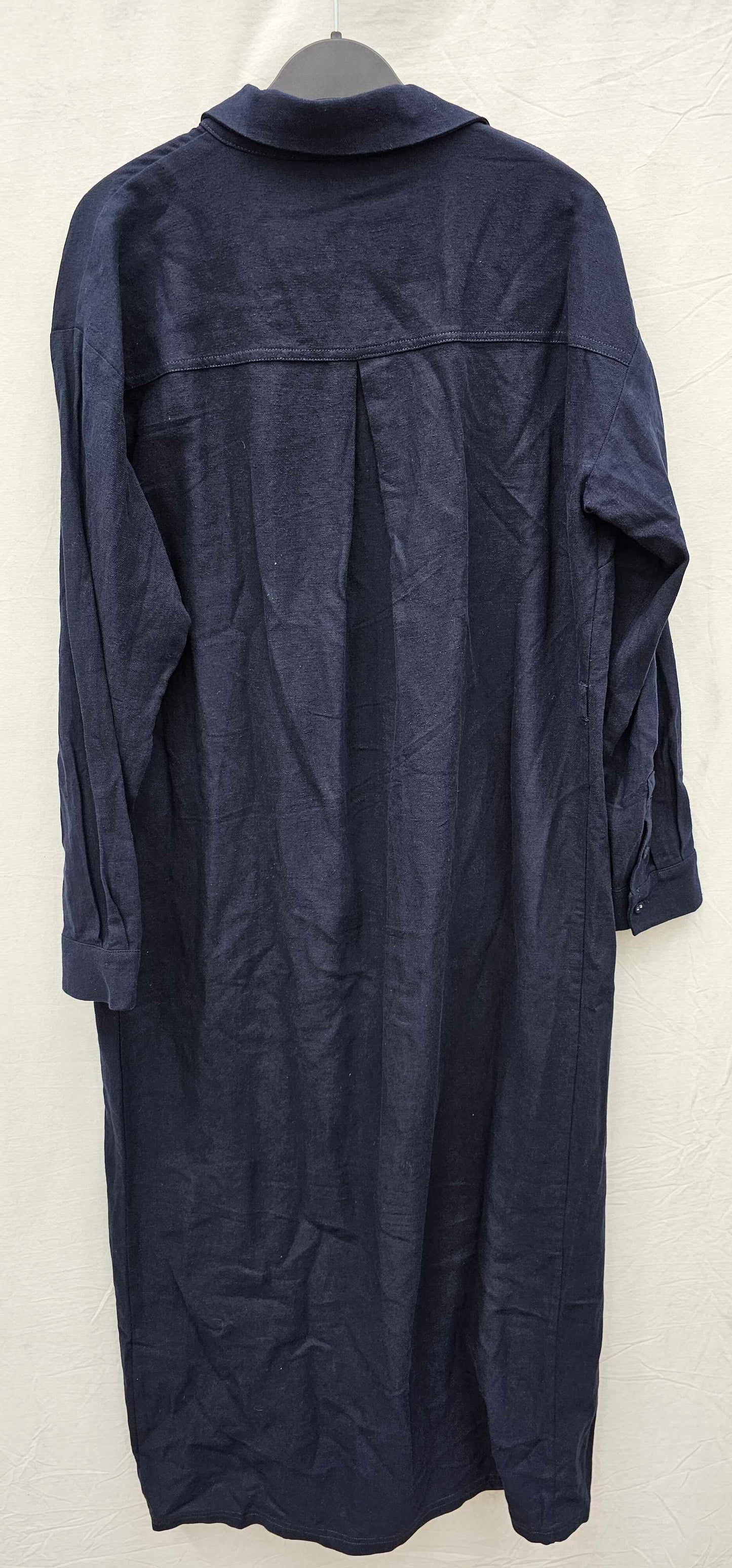 Hush - Navy Florence Maxi Shirt Dress With Linen - Navy Size: Uk12
