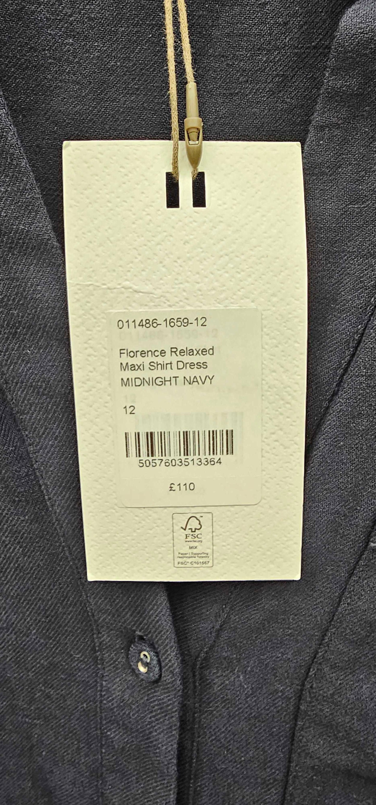 Hush - Navy Florence Maxi Shirt Dress With Linen - Navy Size: Uk12