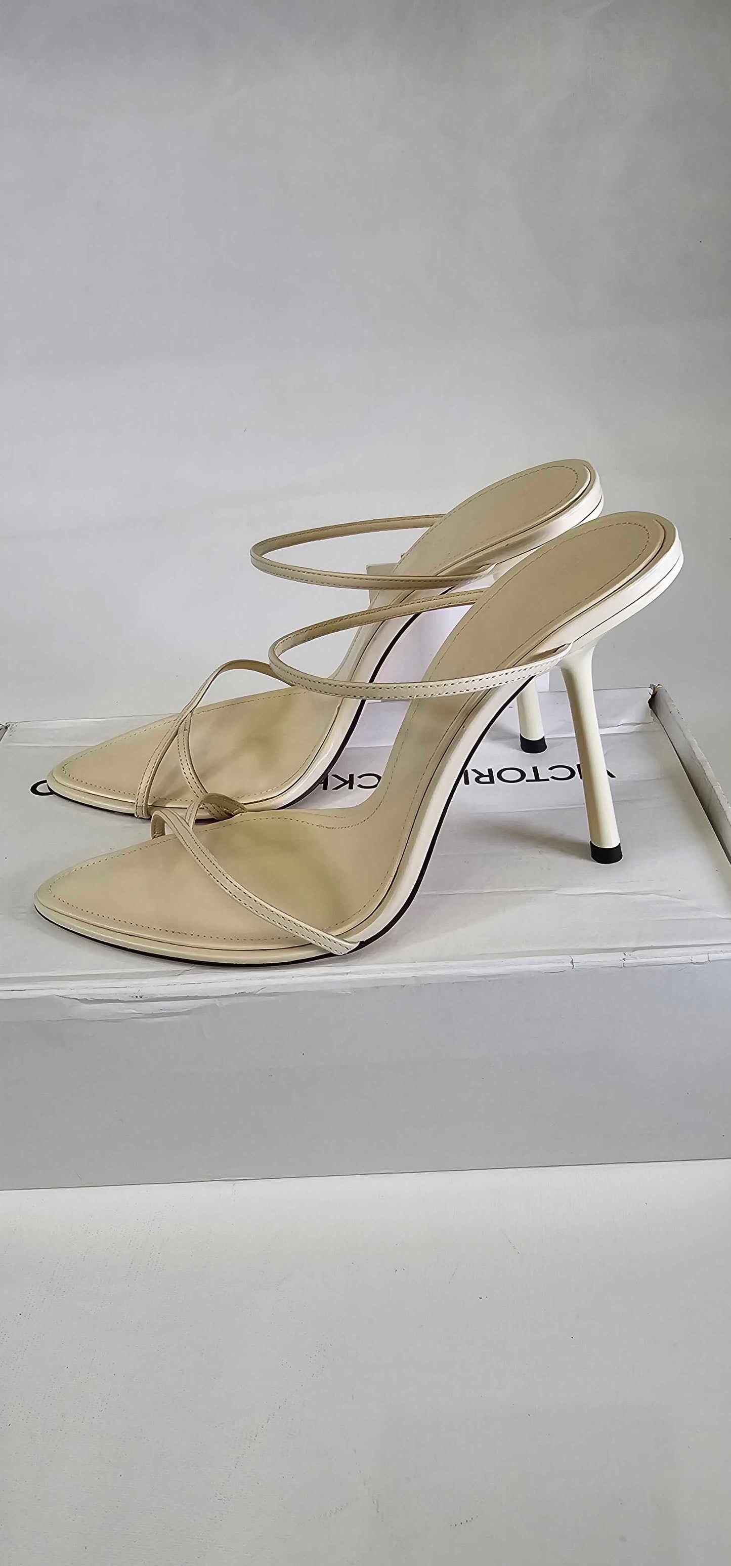 Mango X Victoria Beckham - Cream Pointed Strappy Heel - Beige Size: Uk6