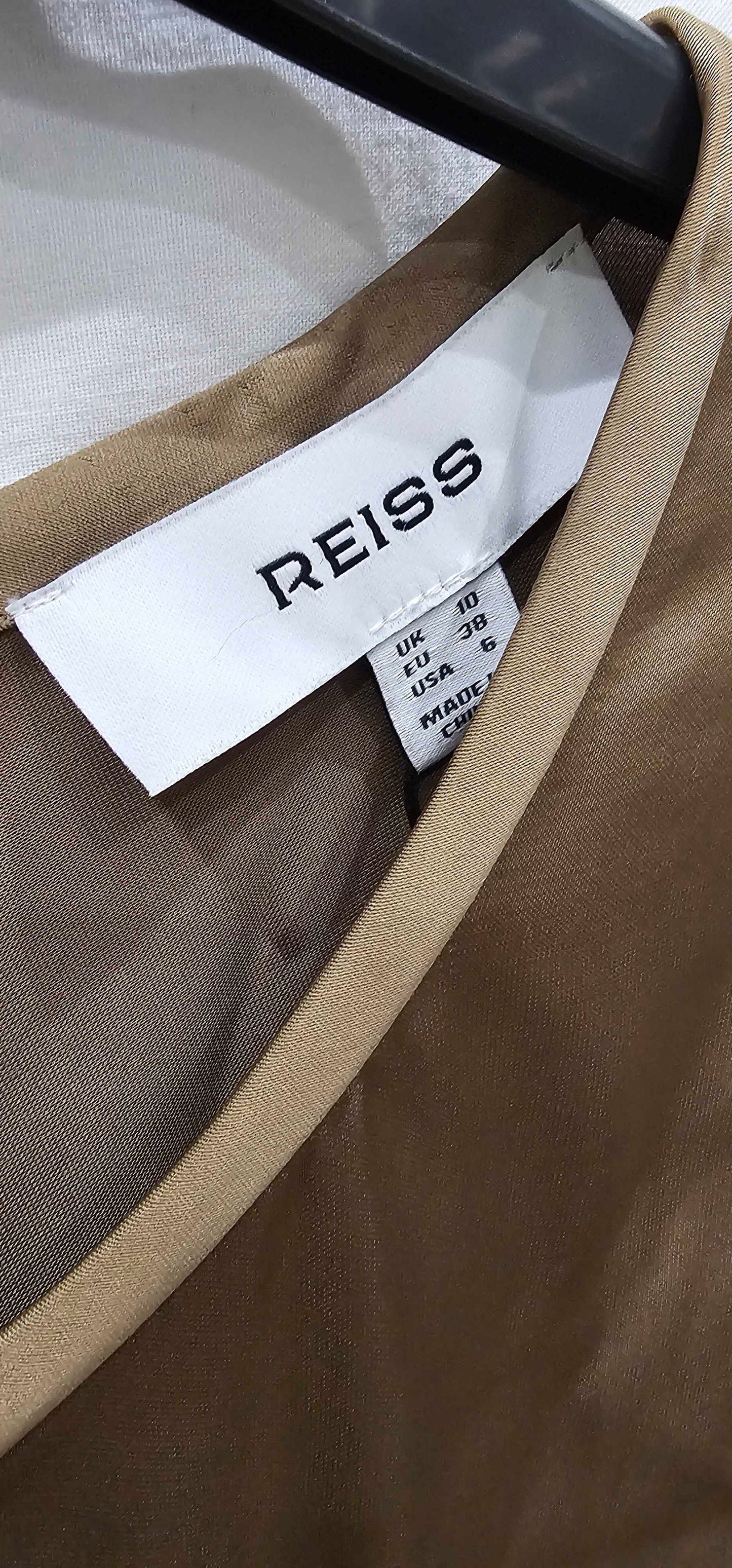Reiss - Khaki Satin Draped Split Midi Dress - Green Size: Uk10