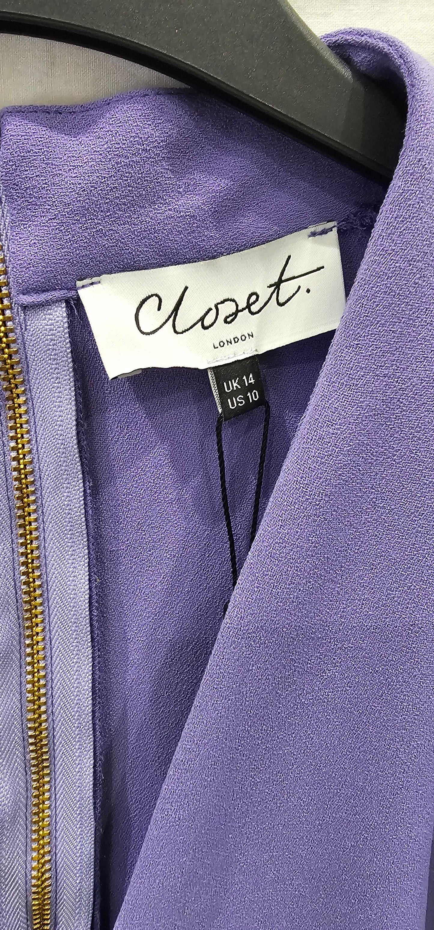 Closet-d8927_purple-14-purple-lilac Pencil Kimono Sleeves Midi Dress-purple Size: Uk14