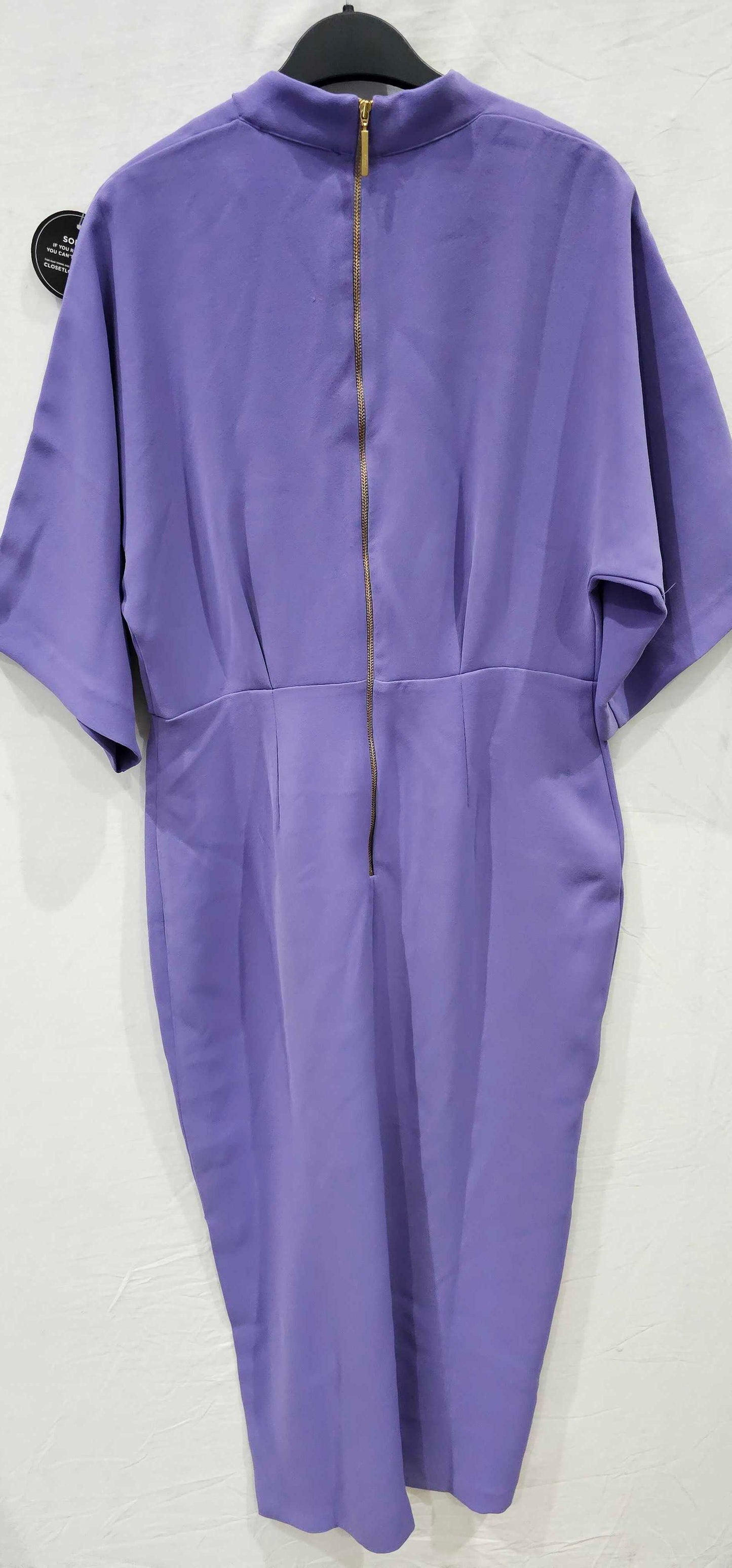 Closet-d8927_purple-14-purple-lilac Pencil Kimono Sleeves Midi Dress-purple Size: Uk14