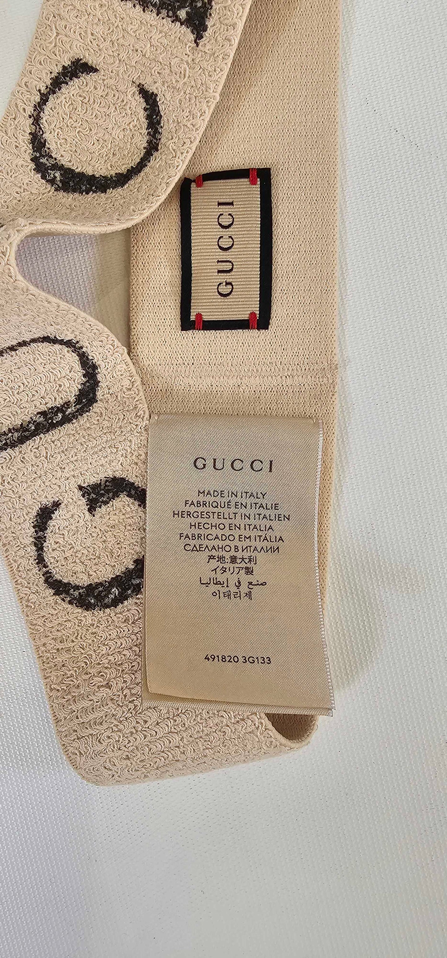Gucci-491820 3G133 9060-*-White-white Gucci Alphabet Logo Headband-white Size: *