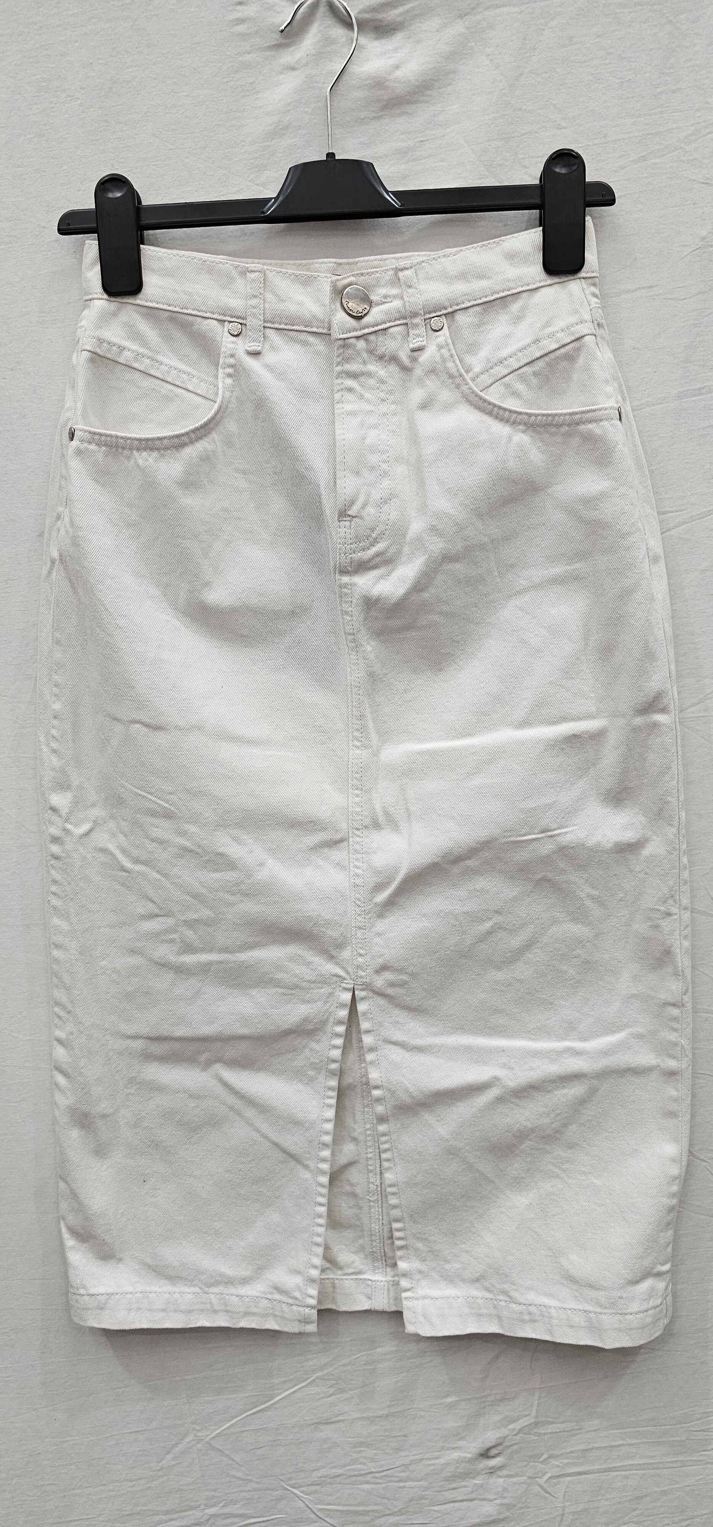 Phase Eight - White Aubrey Denim Midi Skirt - White Size: Uk8