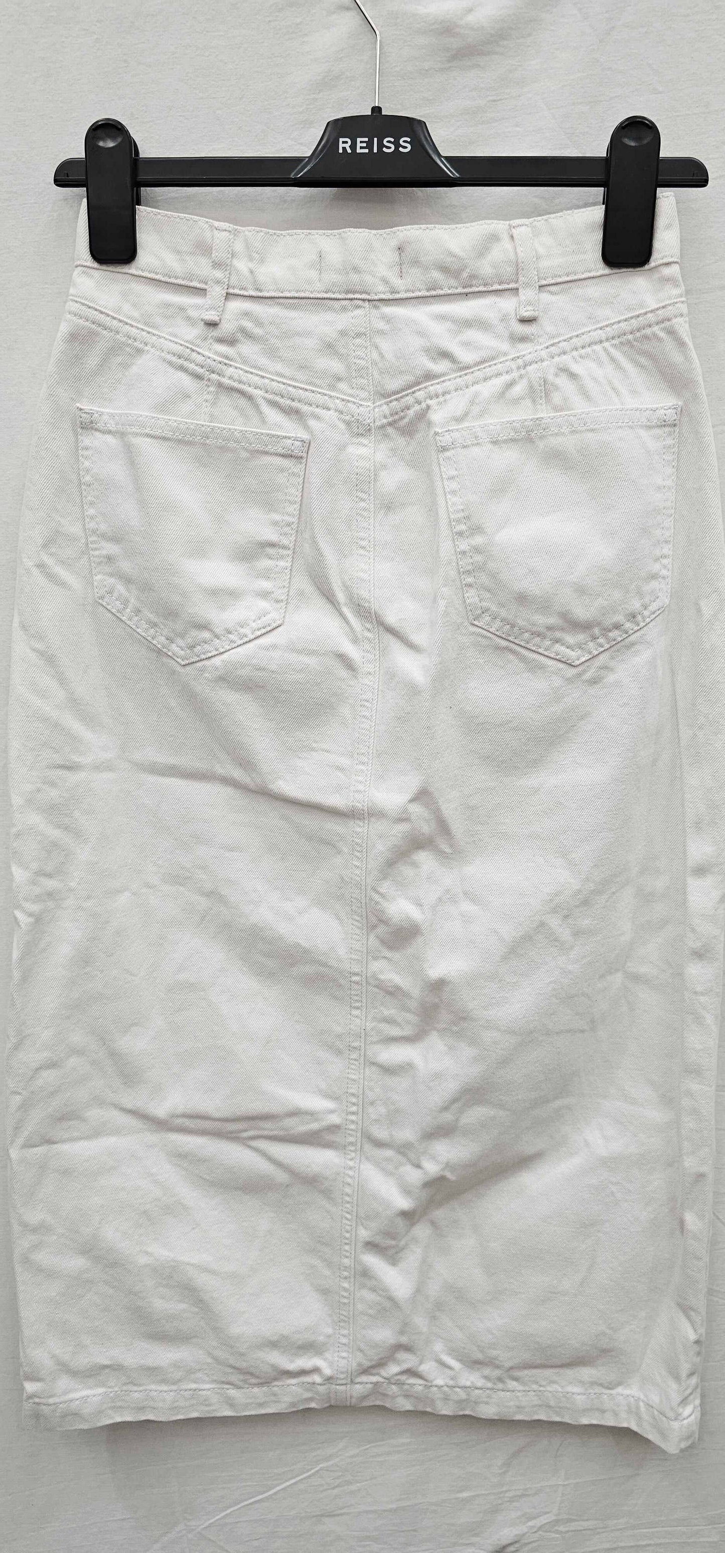 Phase Eight - White Aubrey Denim Midi Skirt - White Size: Uk8
