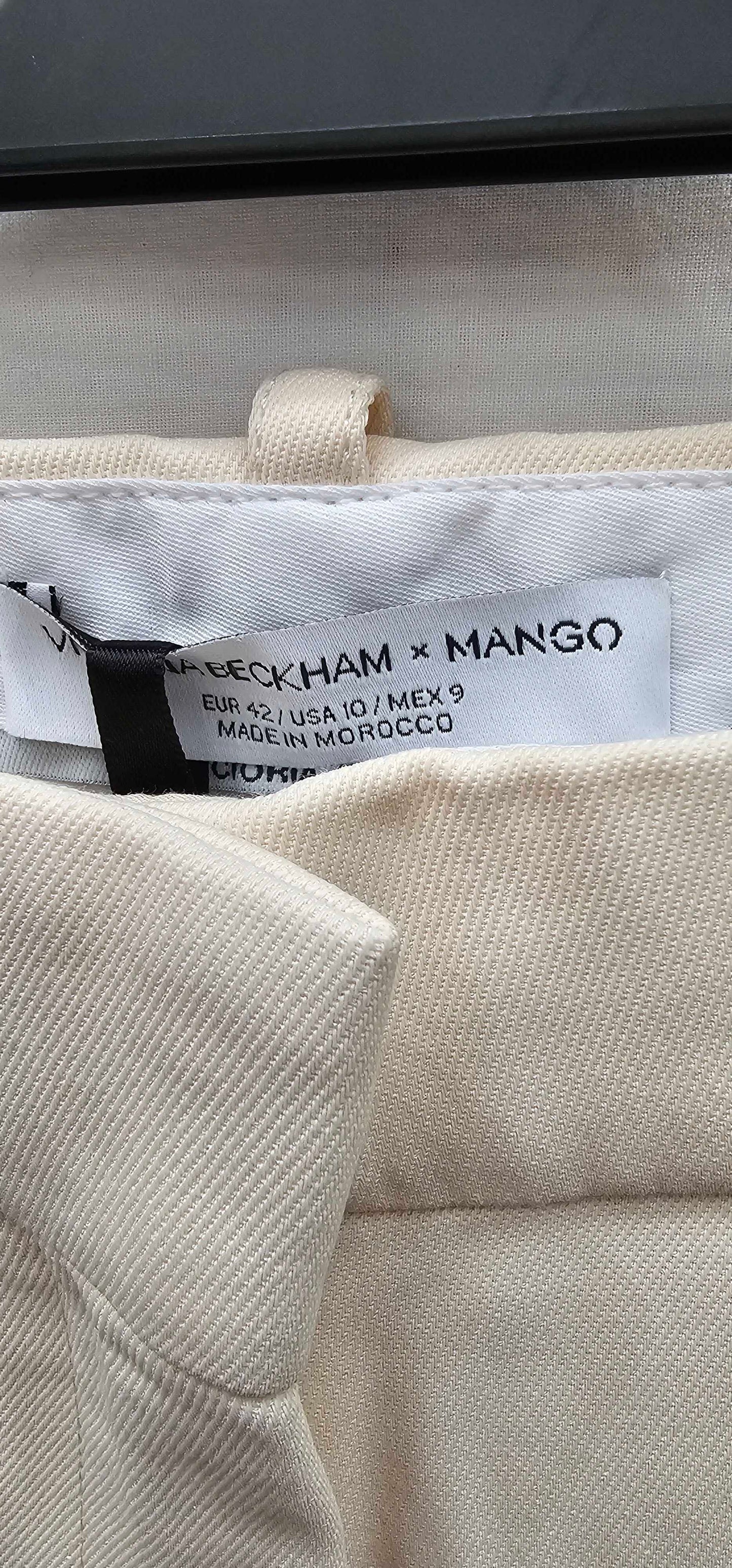Mango X Victoria Beckham - Cream Flared Trousers - Beige Size: Uk14