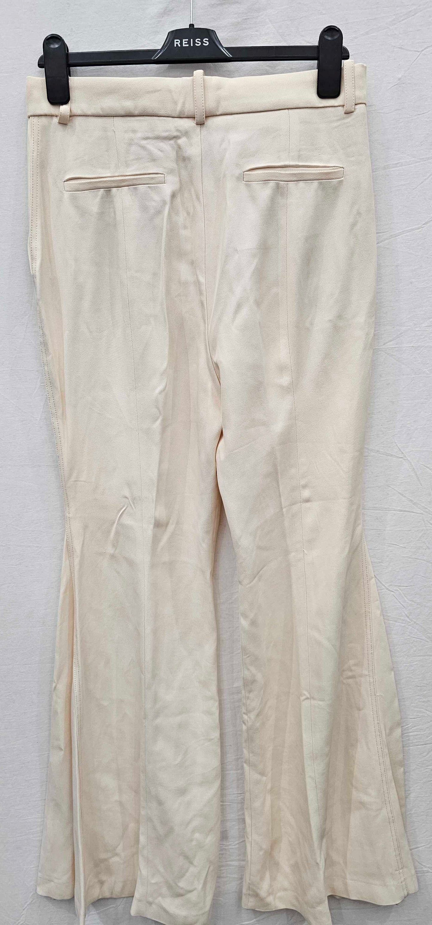 Mango X Victoria Beckham - Cream Flared Trousers - Beige Size: Uk14