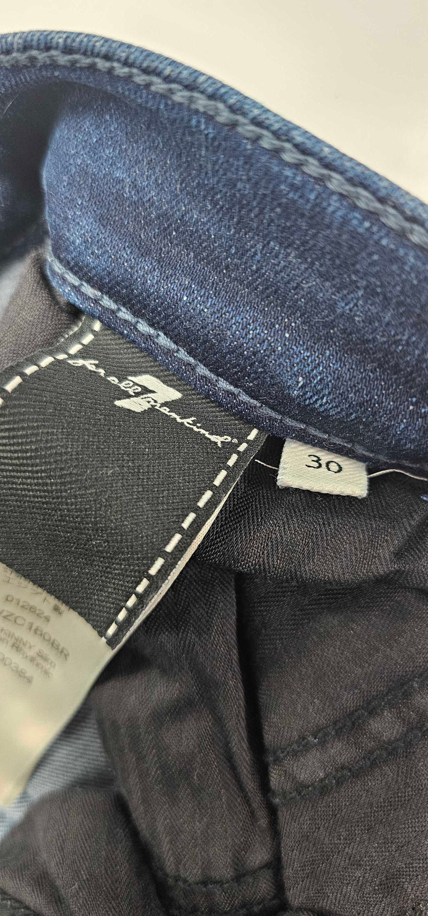 7 For All Mankind - Navy High Waisted Skinny Jeans - Blue Size: 30