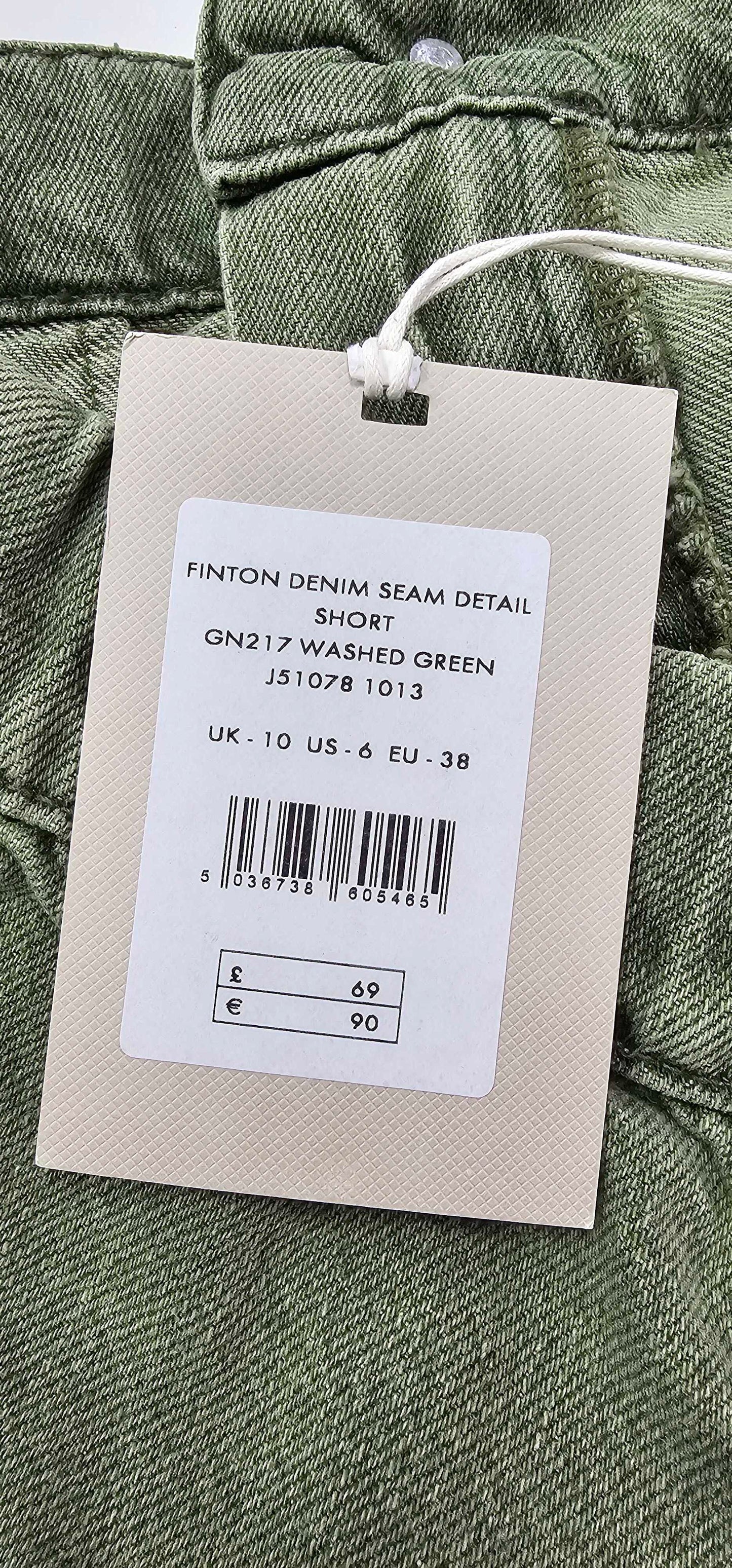 Jigsaw - Khaki Finton Denim Seam Detail Shorts - Green Size: Uk10