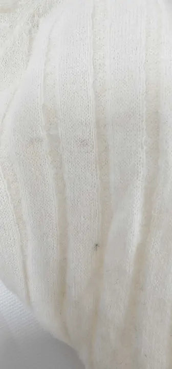Mango - White Wool Blend Ribbed Jumper - White Size: S
