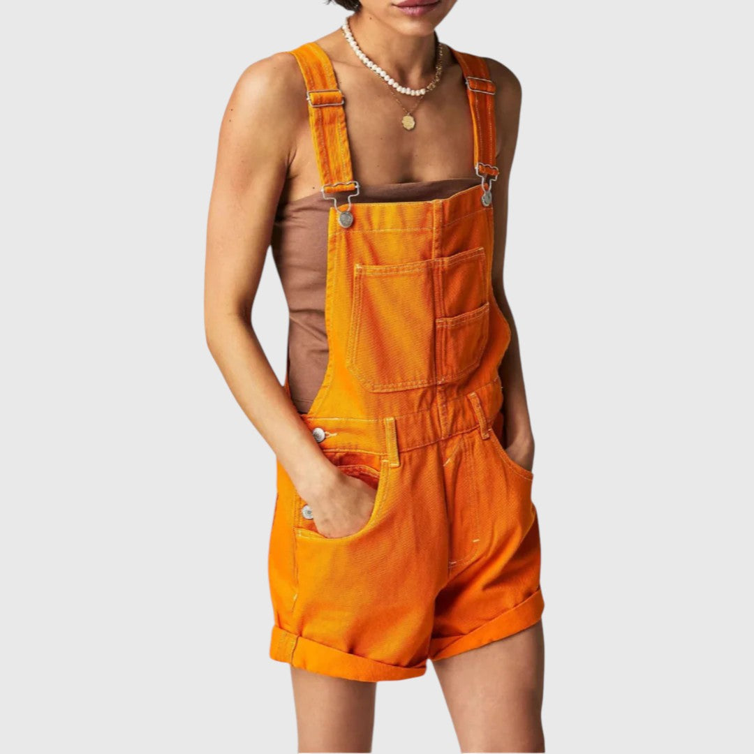 Rina | Vintage Adjustable Denim Overall Shorts