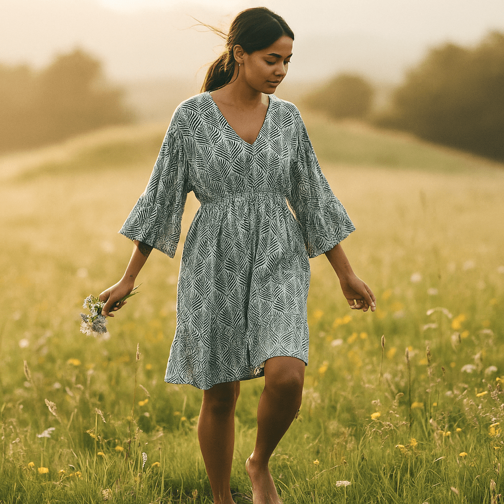 Leaf Print Kurta Dress