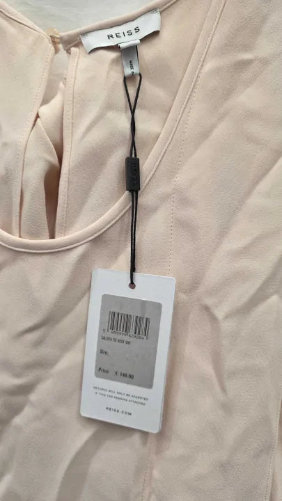 Reiss - Nude Calista Tie Neck Blouse Size: Uk 14