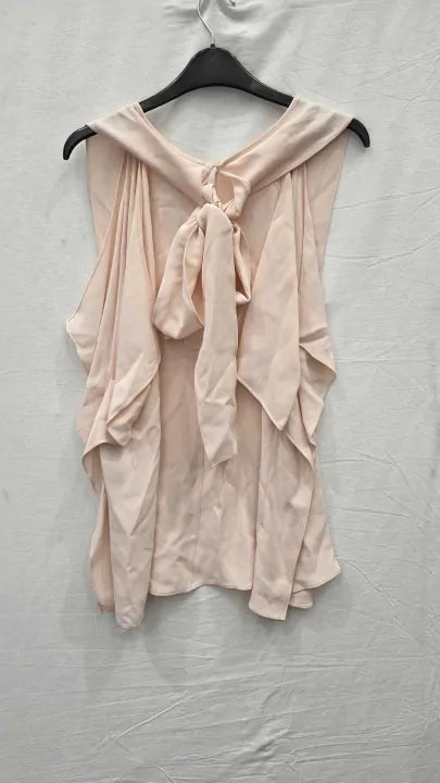 Reiss - Nude Calista Tie Neck Blouse Size: Uk 14