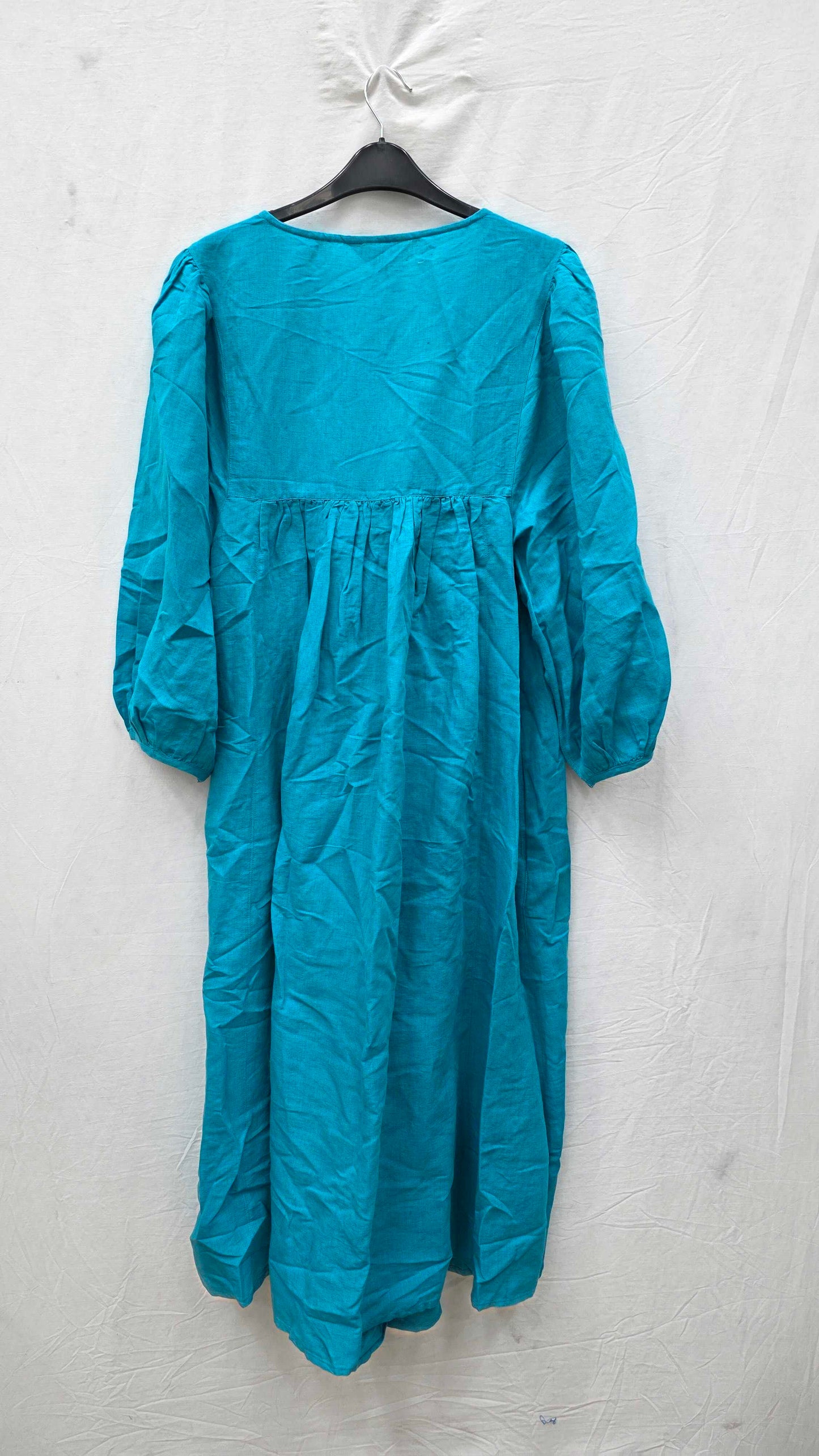 Whistles - Turquoise Gloria Linen Blend Dress Size: Uk 16