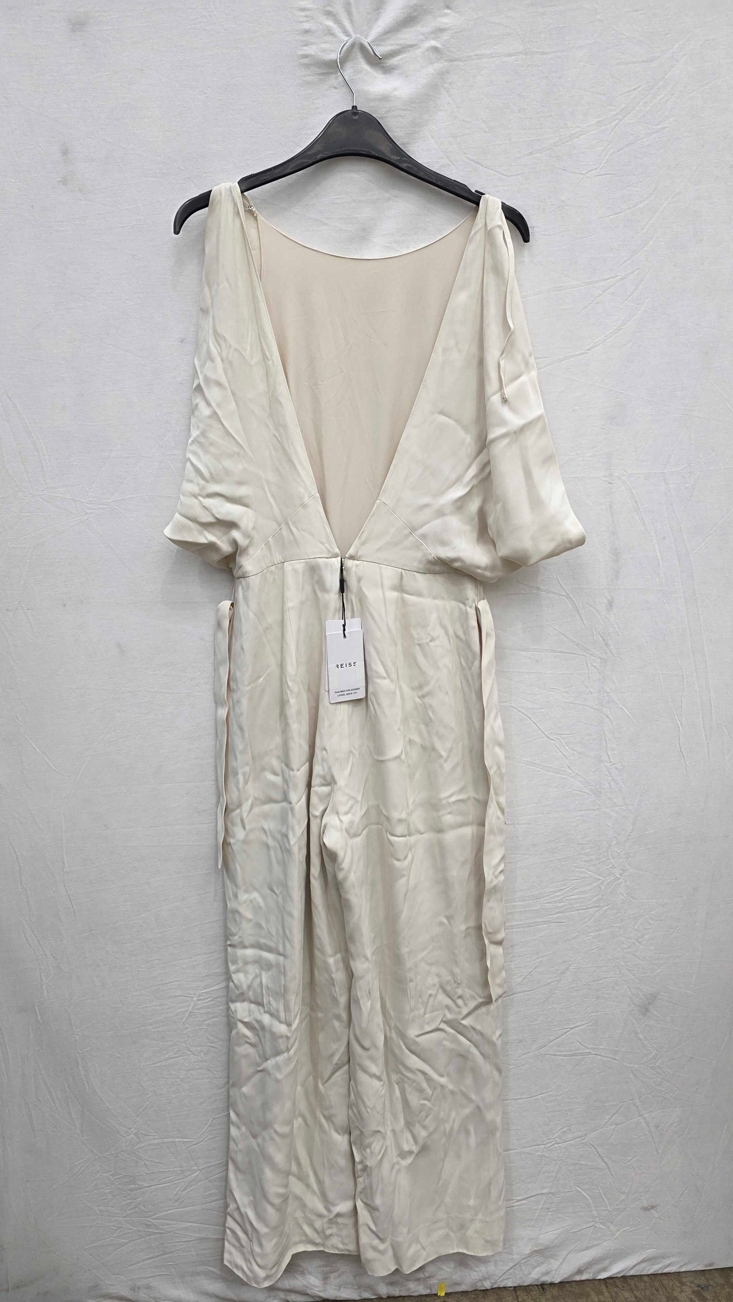Reiss - White Wide Leg Drape Jumpsuit Size: Uk 8