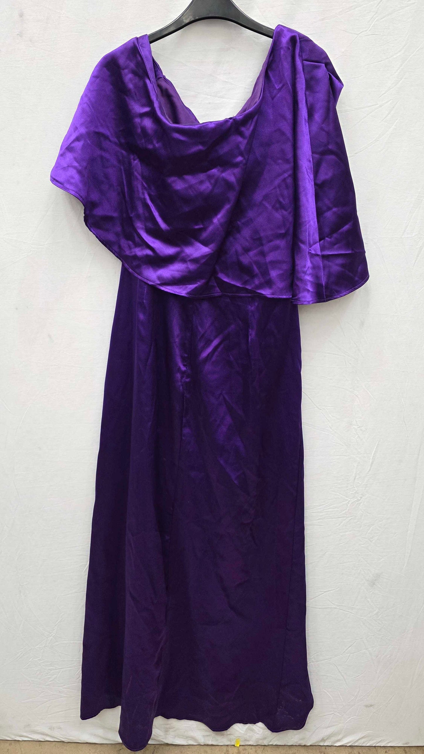 Satin Drape Shoulder Wrap Maxi Dress - Purple By Goddiva Size: Small