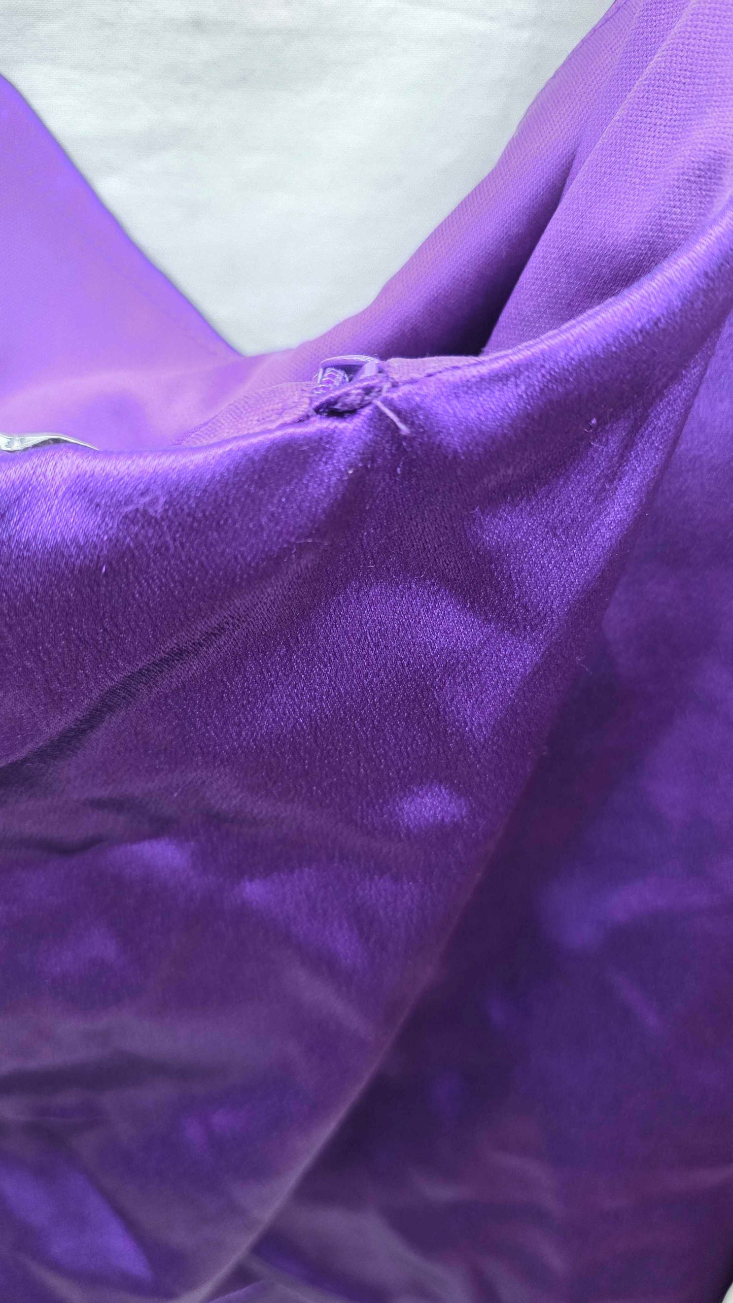 Satin Drape Shoulder Wrap Maxi Dress - Purple By Goddiva Size: Small