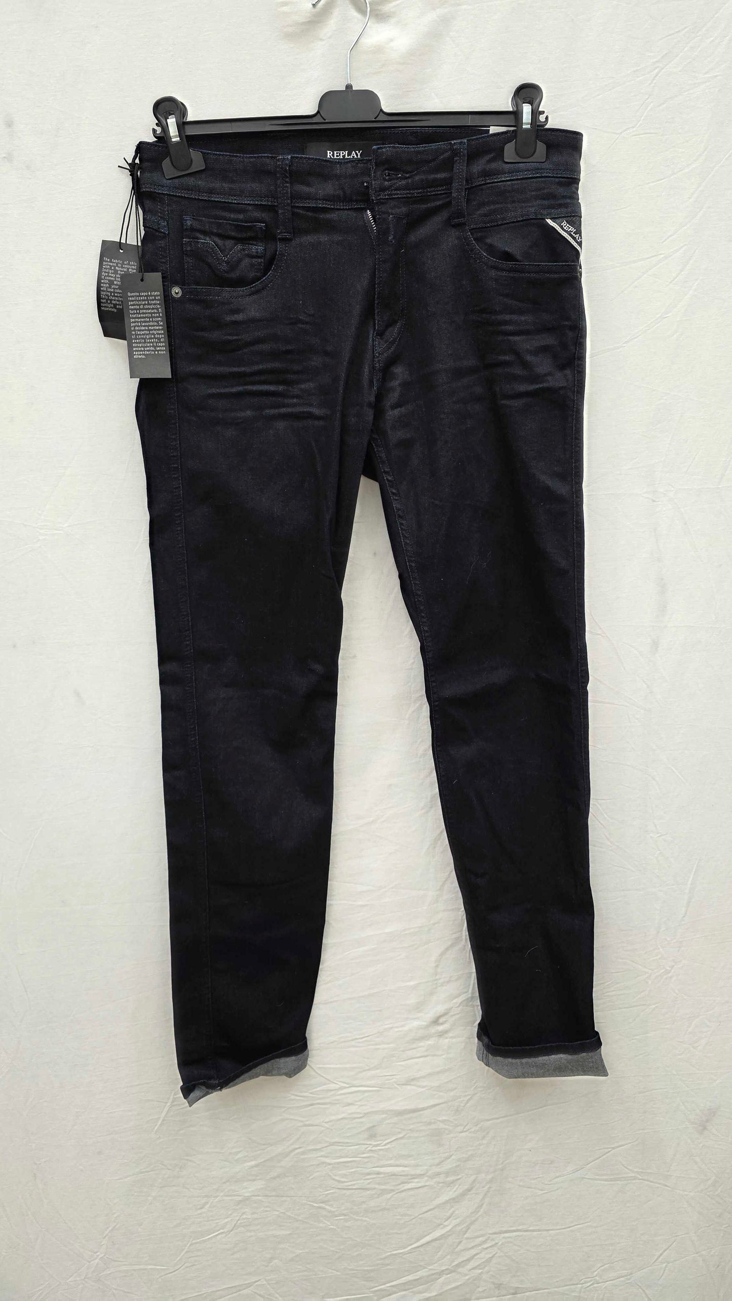 Replay - Dark Denim Anbass Slim Stretch Jeans Size: 30X32