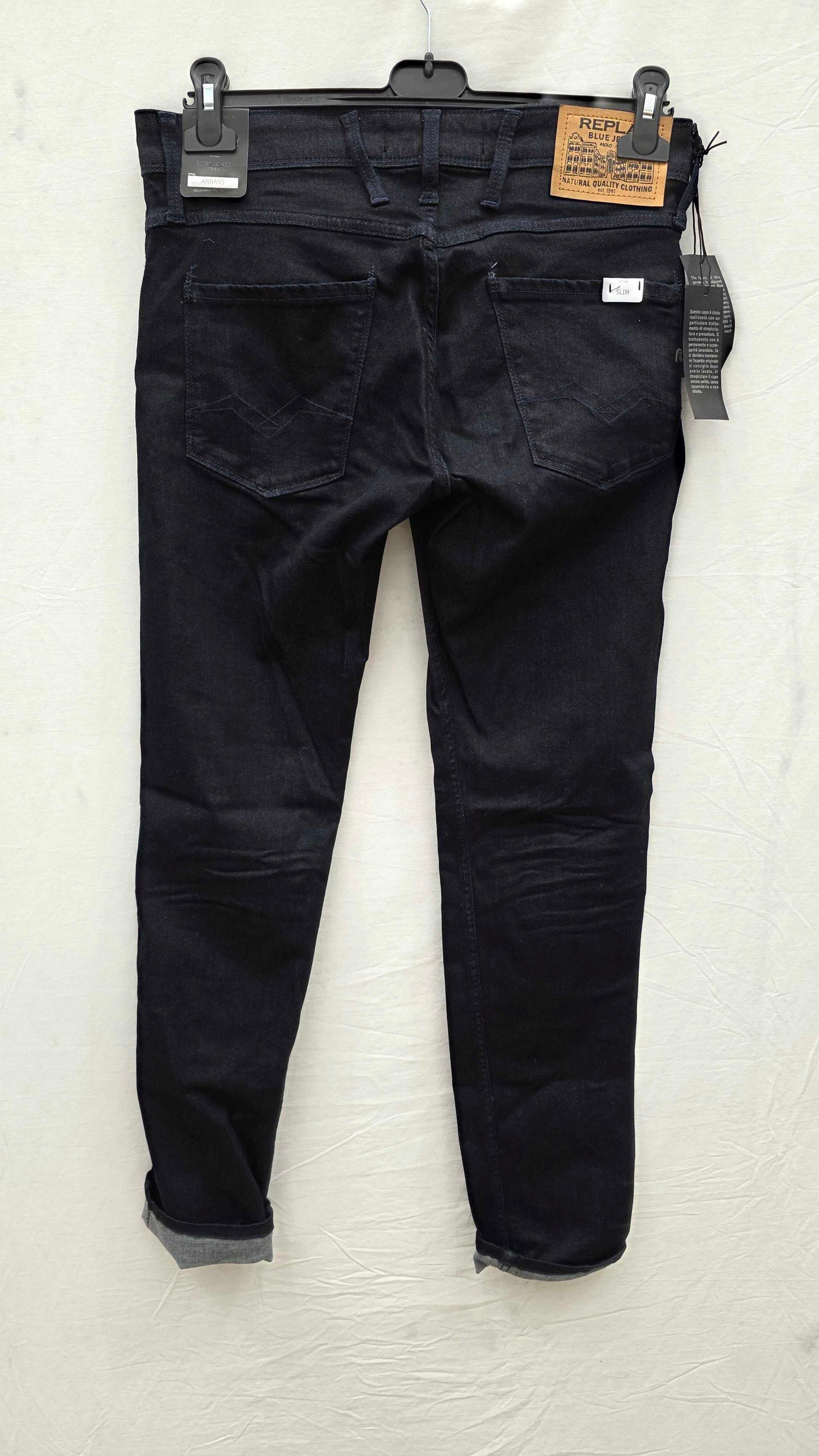 Replay - Dark Denim Anbass Slim Stretch Jeans Size: 30X32