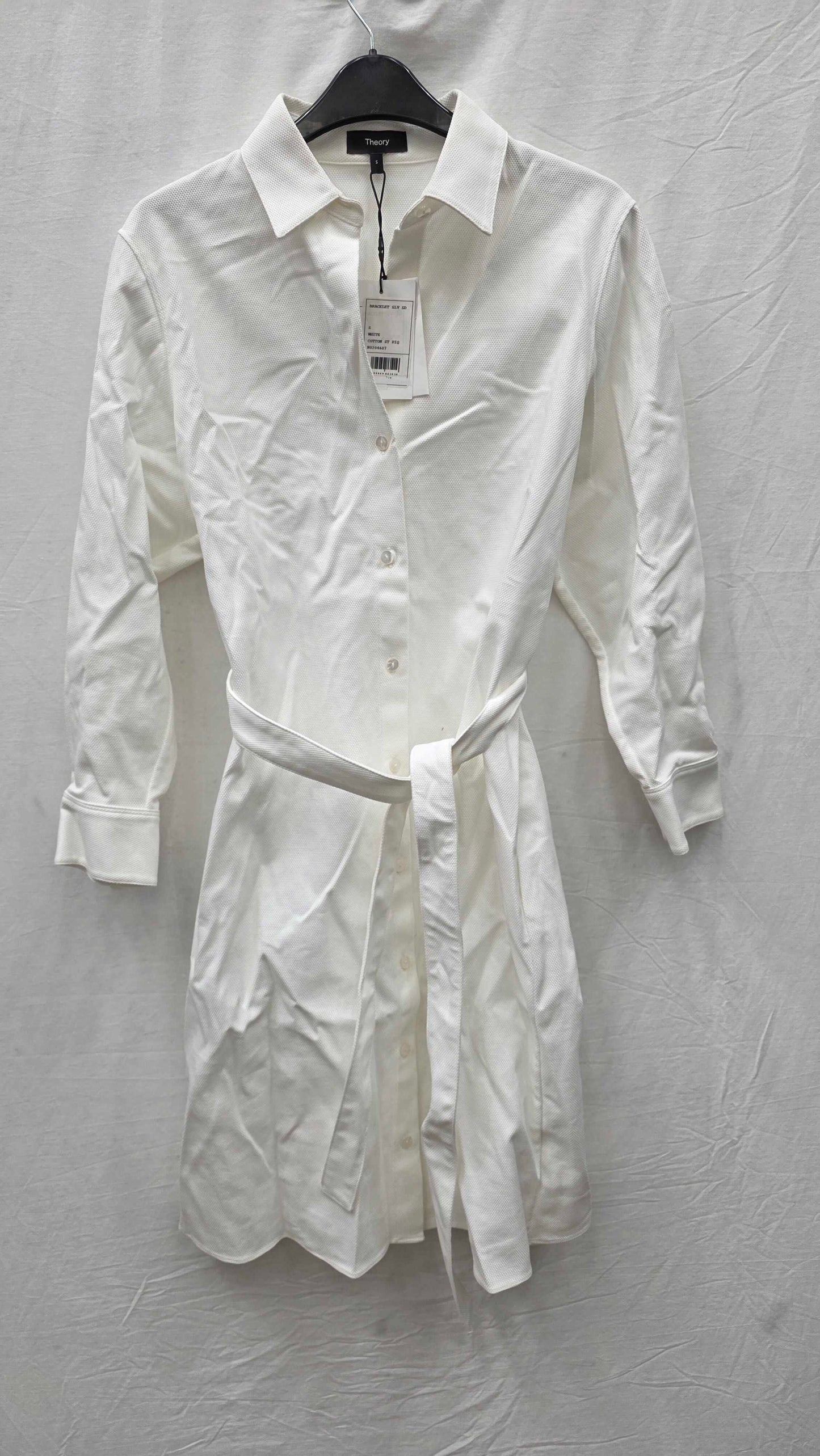 Theory White Bracelet Cotton Blend Dress Size: Small