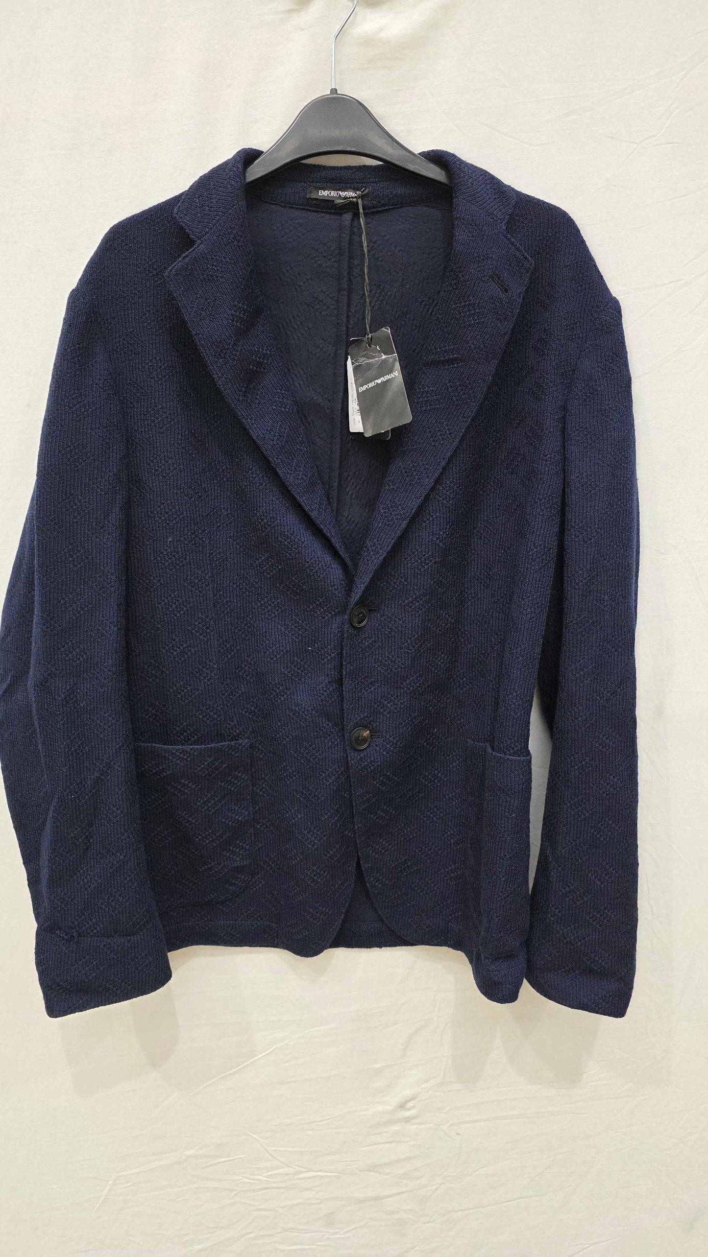 Emporio Armani - Navy Textured Wool Blazer Size: 40